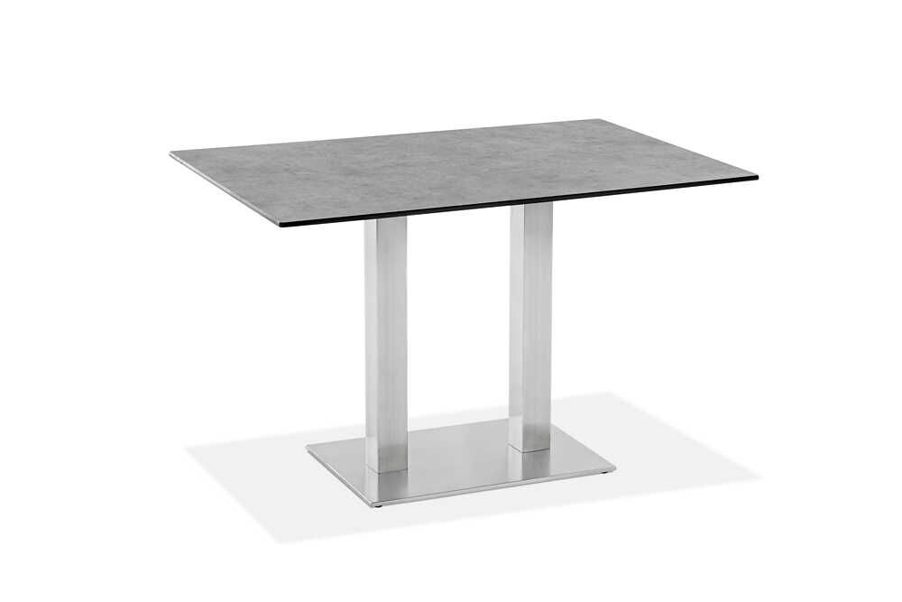 Tisch Bistro Gestell Edelstahl Gebürstet Tischplatte HPL Zement