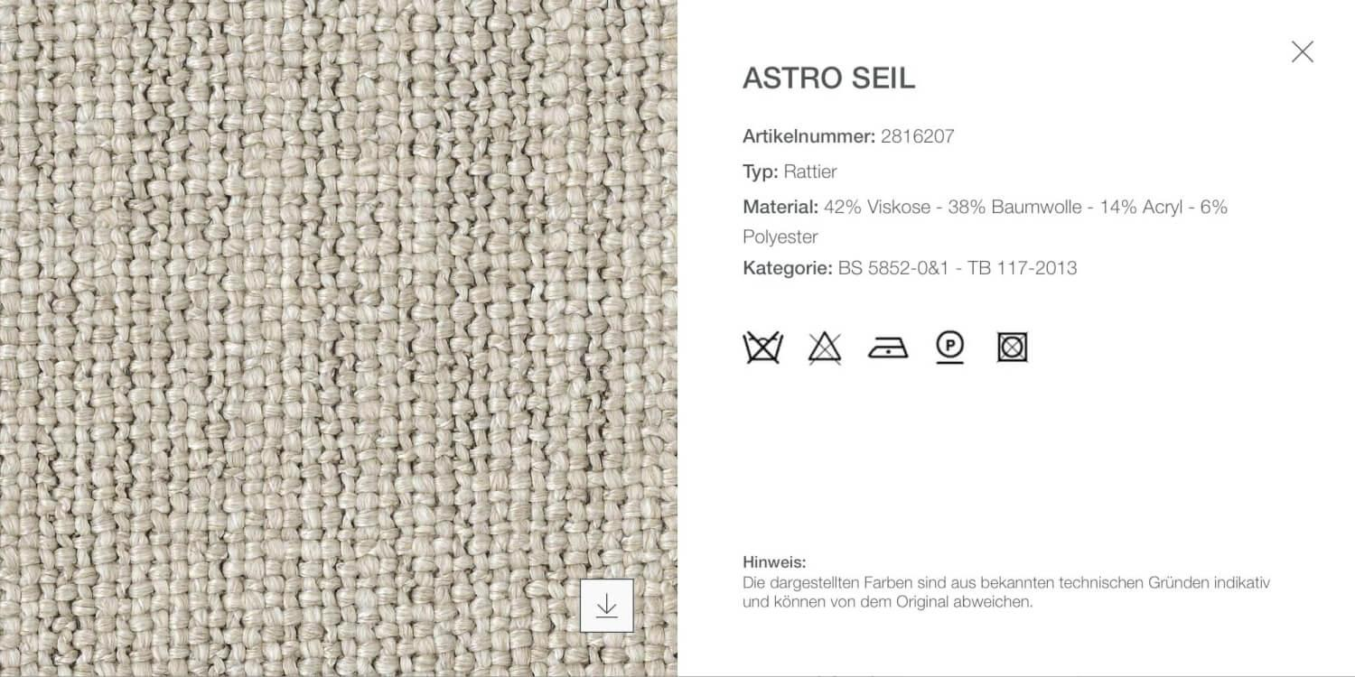 B&B Italia - Eckiges Sofa Charles Stoff Rattier Seil Beige Innenrahmen Stahlrohre Füße Aluminiumguss Inklusive Kissen - 6