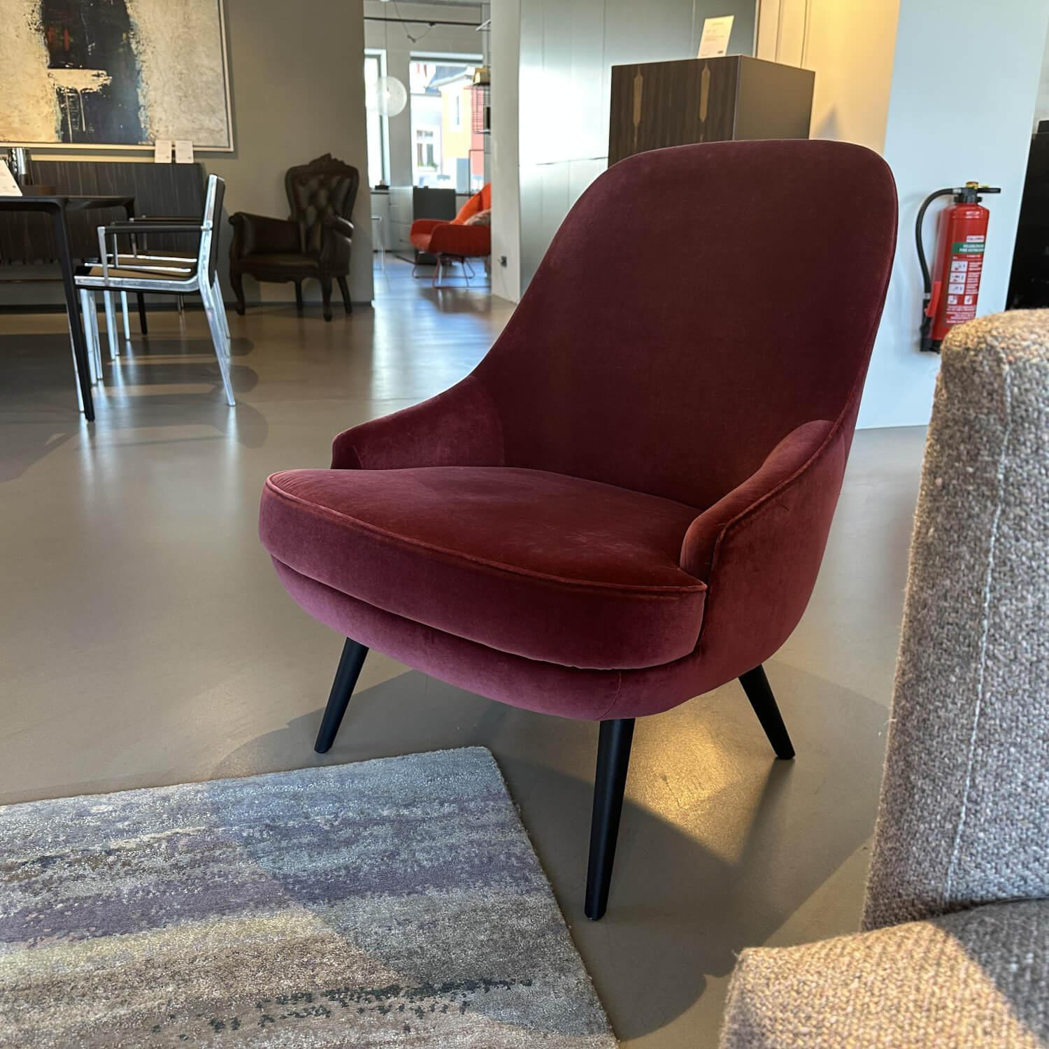 Walter Knoll - Sessel 376 10 Classic Edition Stoff Harald 2 582 Rot Gestell Eiche Geflammt Schwarz - 3