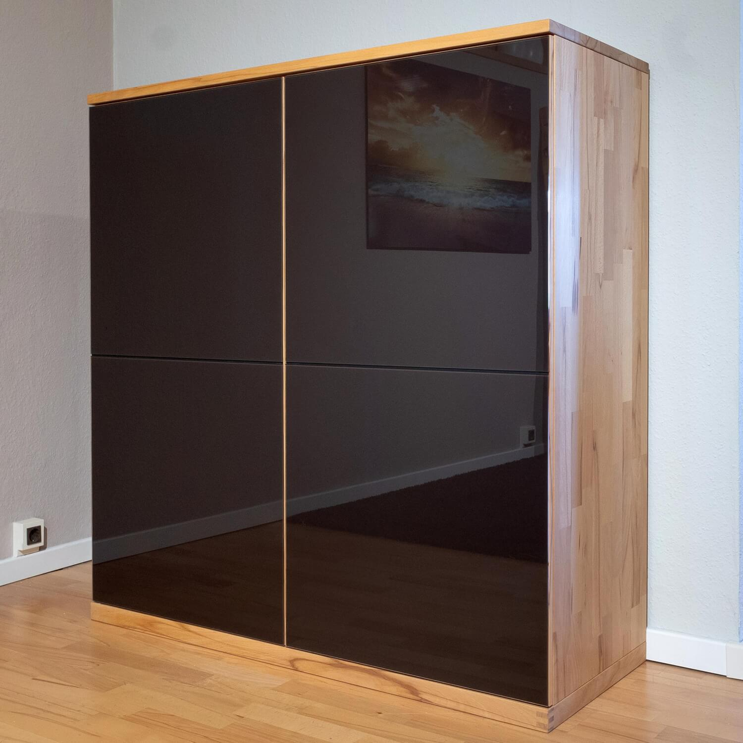 Team 7 - Schrank Cubus Quadrat Kernbuche Geölt Front Glas Dunkelbraun Glänzend - 2