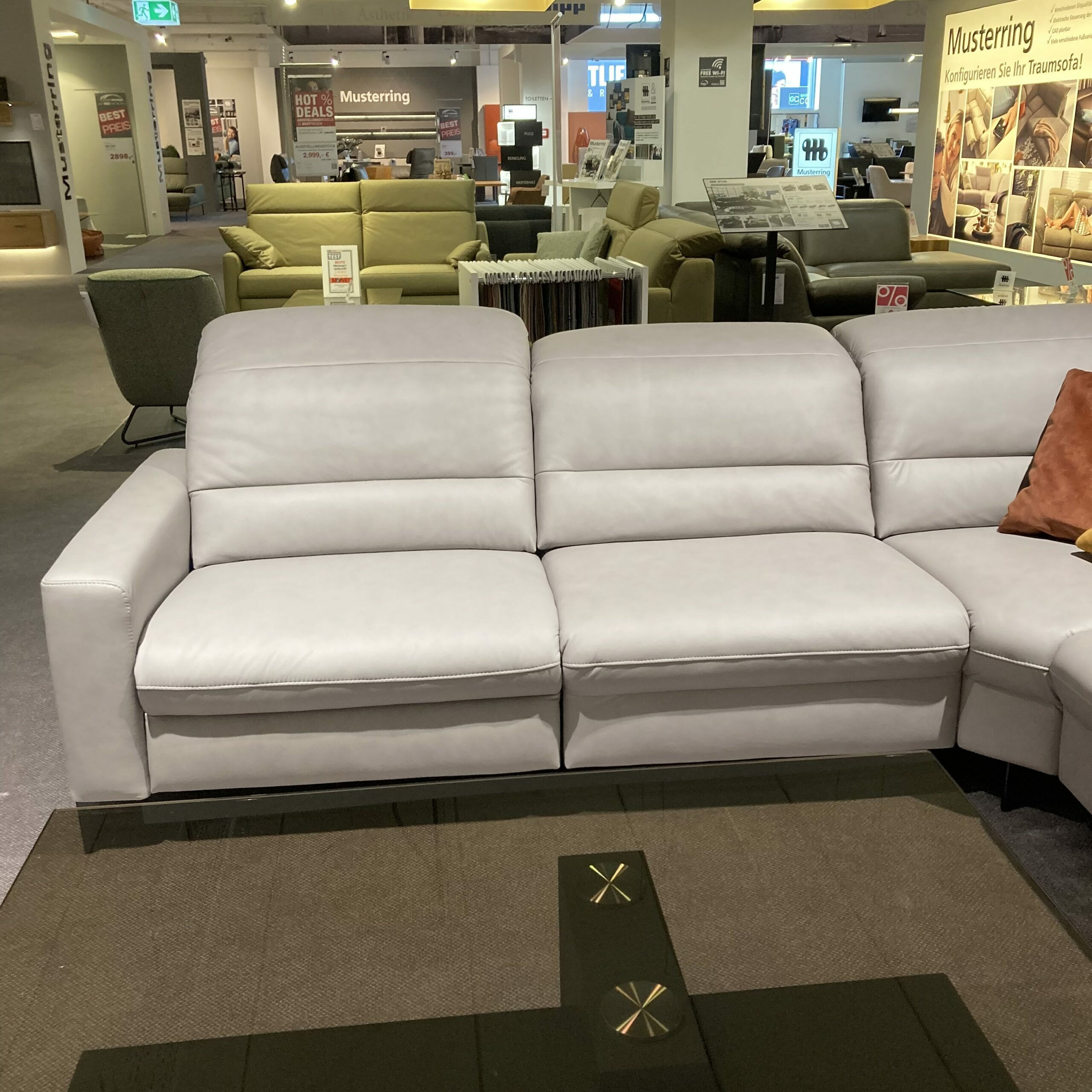 Musterring - Ecksofa MR 1380 Leder Vivre Alu Grau Füße Schwarz mit Verstellfunktionen - 6
