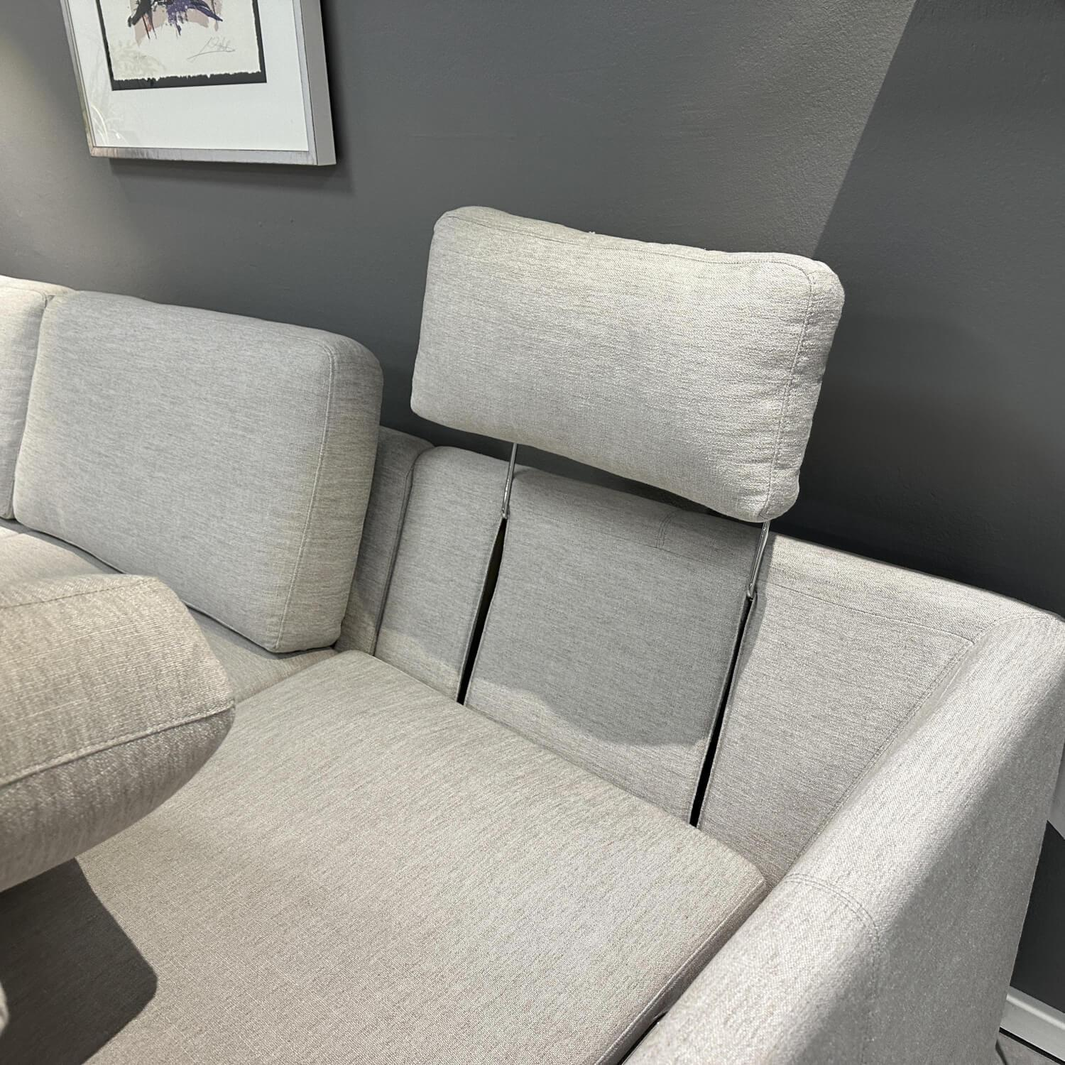 Gehlenborg Sitzmöbel - Ecksofa Living Lounge Romo Stoff Ruskin Platinum Grau Füße Buche Wenge Inklusive Hocker - 2