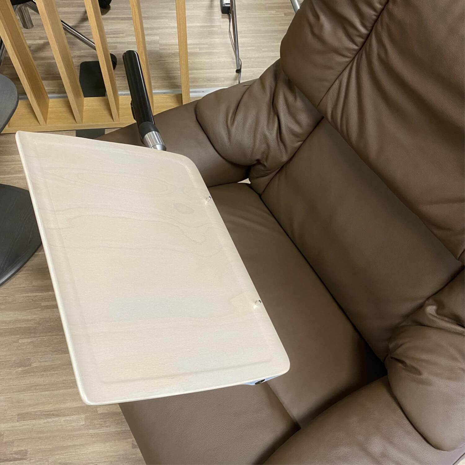 Stressless - Stressless Sessel Reno L Leder Paloma Chestnut Classic Eiche Power Leg mit Multifunktionstisch Whitewash - 6