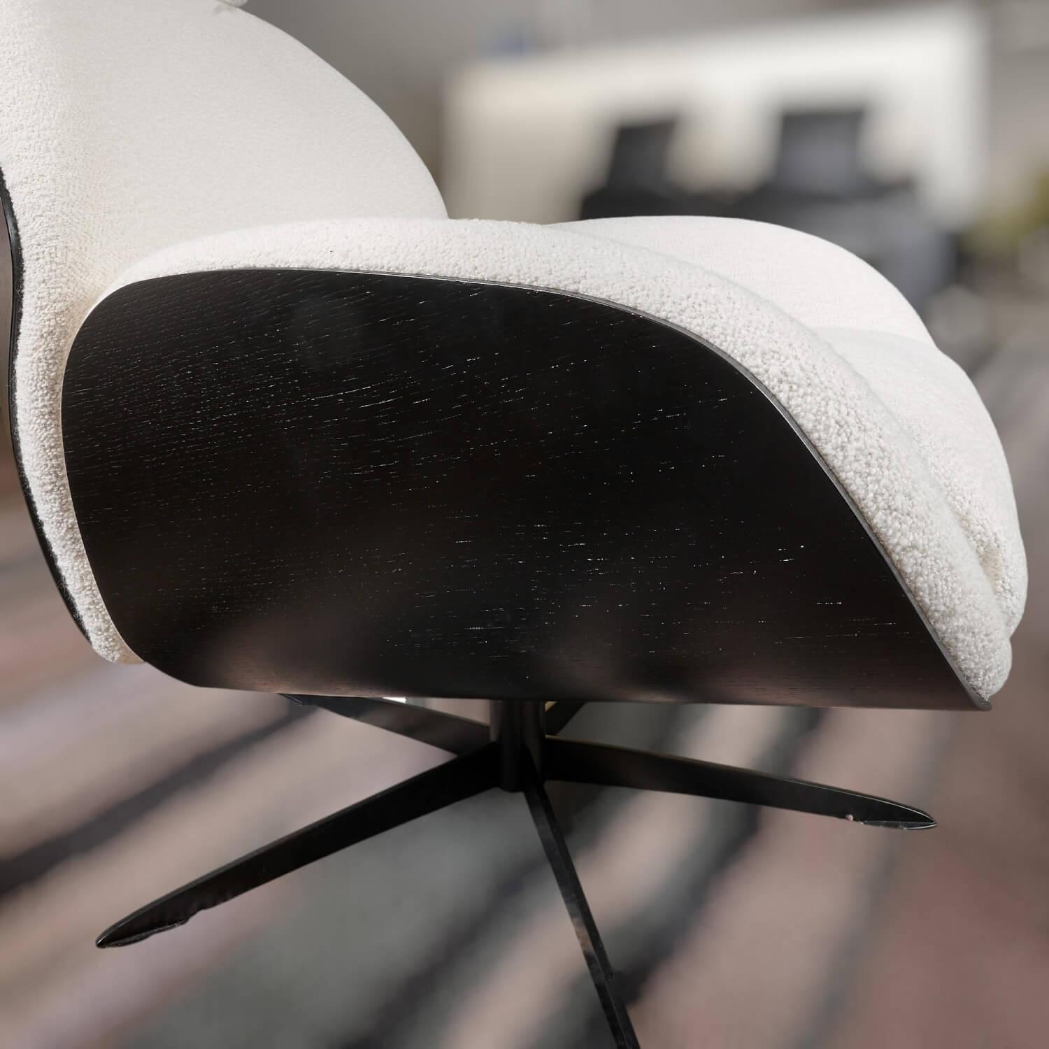 IP Design - Trinity Sessel Holzschale Schwarz Gebeizt Stoff Queen BW1775-171 Beige Weiß - 3