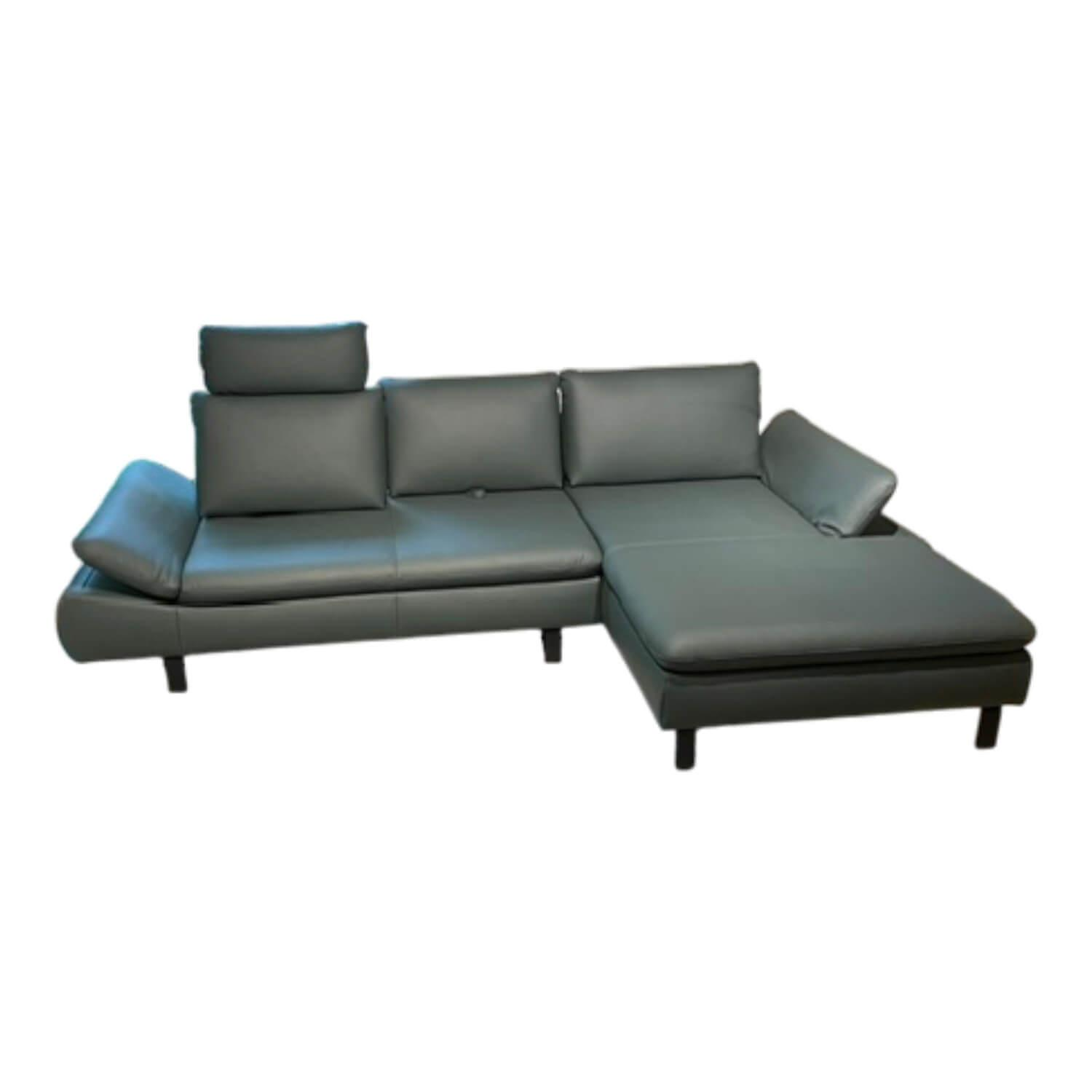 Activineo - Ecksofa Bergamo Leder W2 Opal Grün Gestell Schwarz - 1