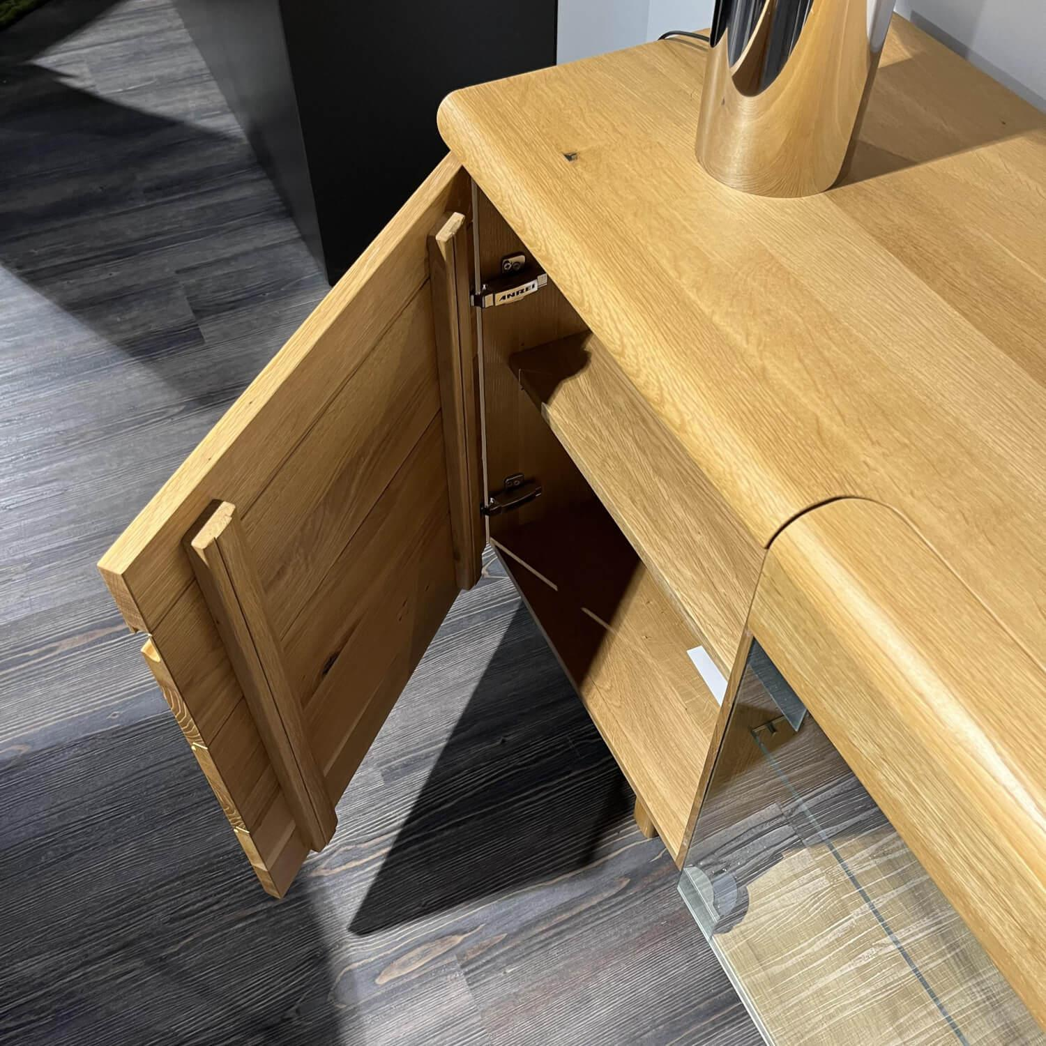 Anrei - Anrichte Anamaia Asteiche Massiv Natur Geölt Mit Beleuchtung - 6