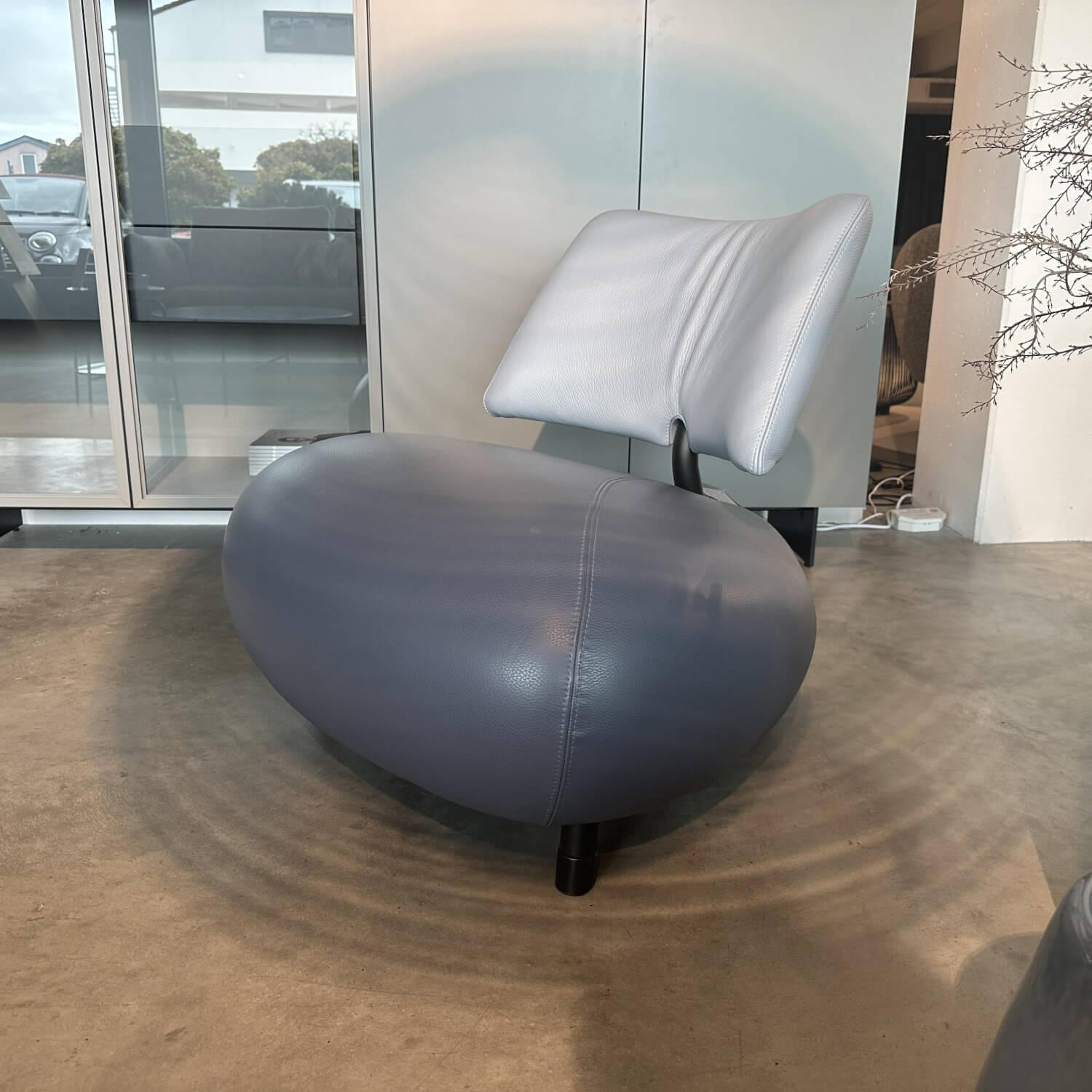 Leolux - Sessel Pallone Pa Leder Senso Sitz 3210 Tempest Blau Und Rücken 3890 Heaven Hellblau Füße Epoxa Granite Matt - 5