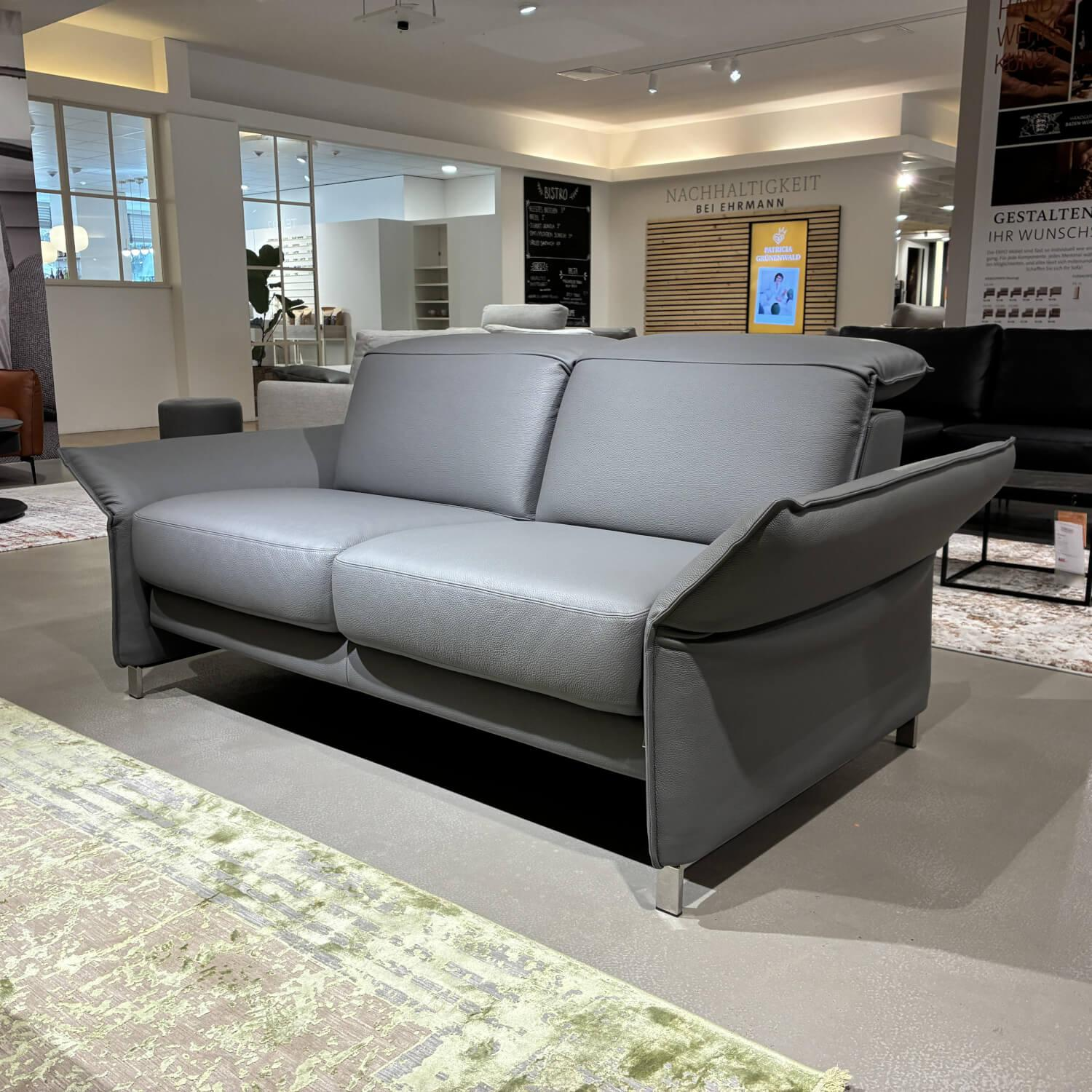 Erpo - Sofa Avantgarde 965 Bezug Leder 43.570 Grau Kufe Hochglanz Verchromt - 4