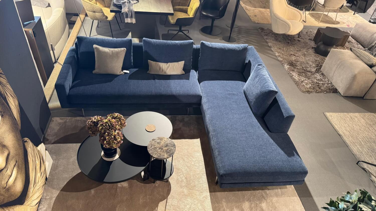 Wendelbo - Ecksofa Edge Stoff Zest 12 Blau Grau Gestell Edelstahl Inklusive Kissen - 2