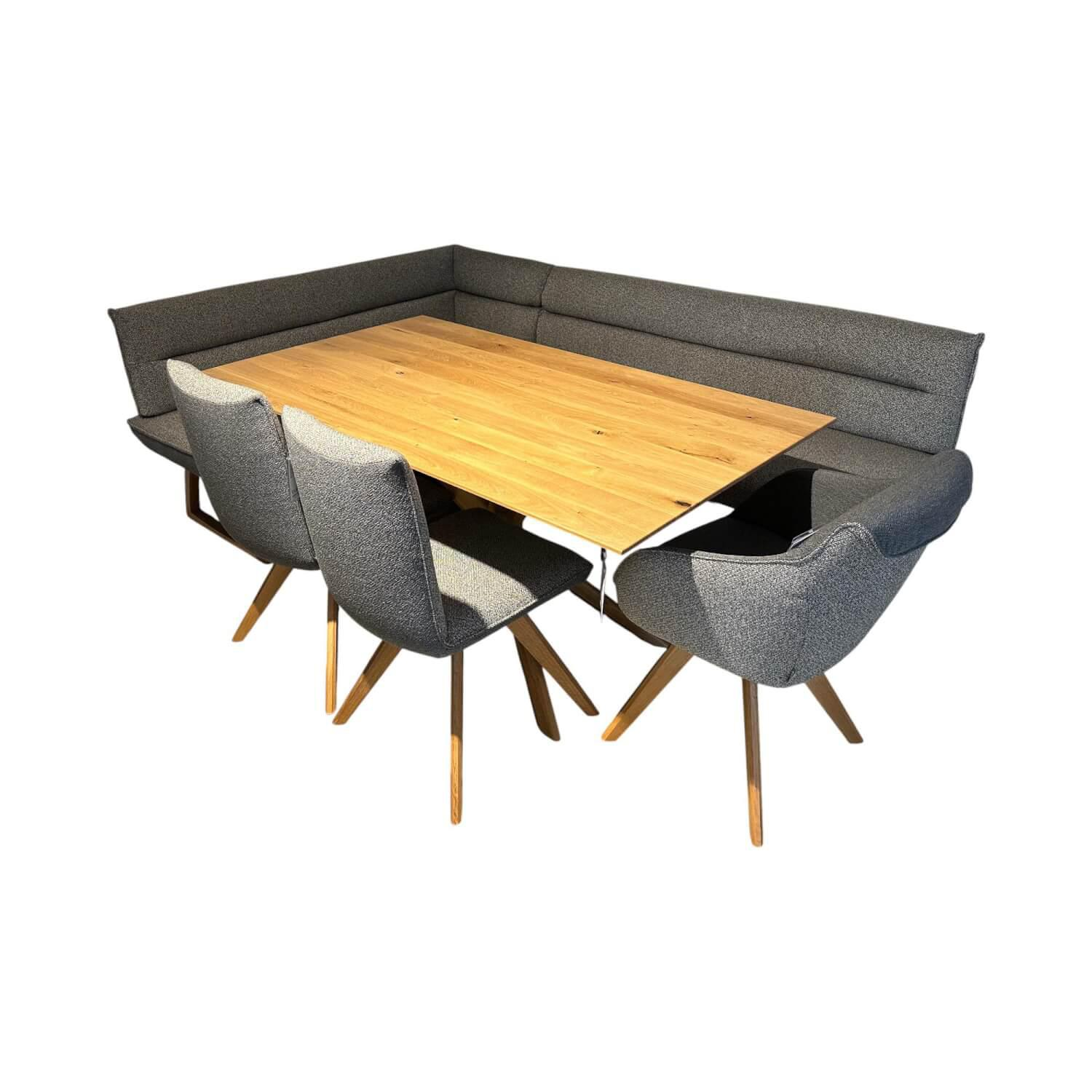 Koinor - Essgruppe S1250 T5005 Platte Massivholz Wildeiche Natur Bezug Stoff 20 Q2 Farbe Sky Grau Und Rain Grau - 1