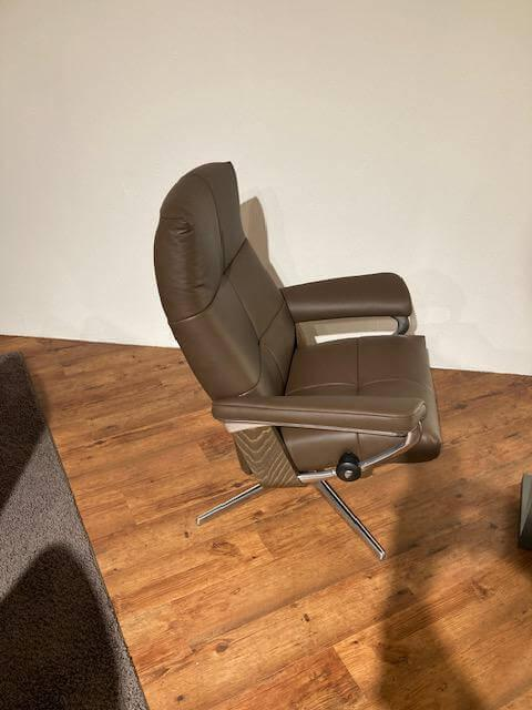 Stressless - Sessel David Cross Bezug Leder Paloma 094  Espresso 09433 Braun Füße Metall Inklusive Hocker - 4