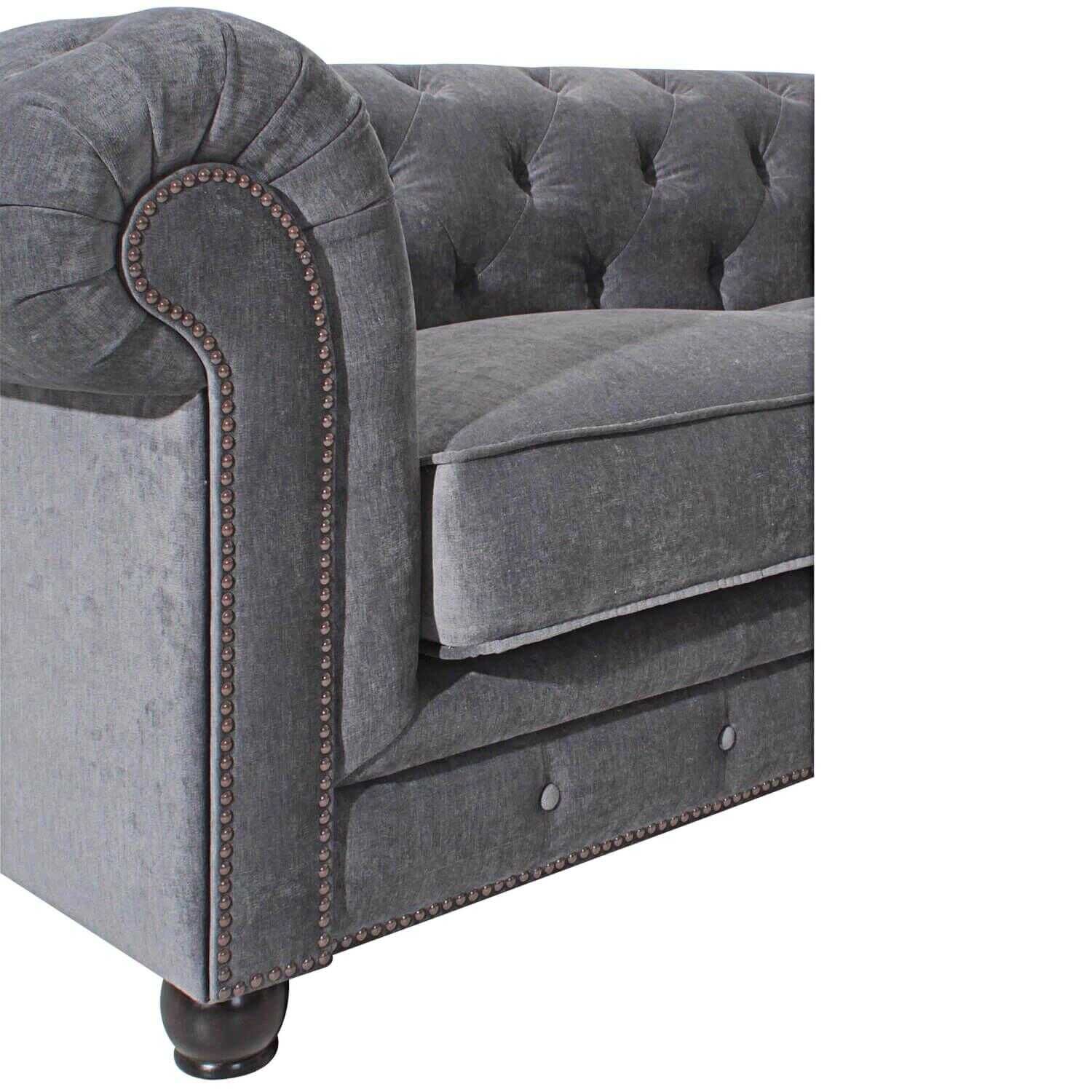 2-Sitzer Sofa Orleans Microfaser Grau Fuß Buche Nussbaum Dunkel