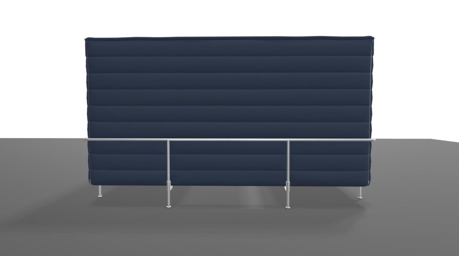 Vitra - Sitzkabine Alcove Cabin Highback Stoff Laser Dunkelblau Blau Moorbraun Braun Rahmen Glanzchrom Mit Tisch MDF Soft Light - 7