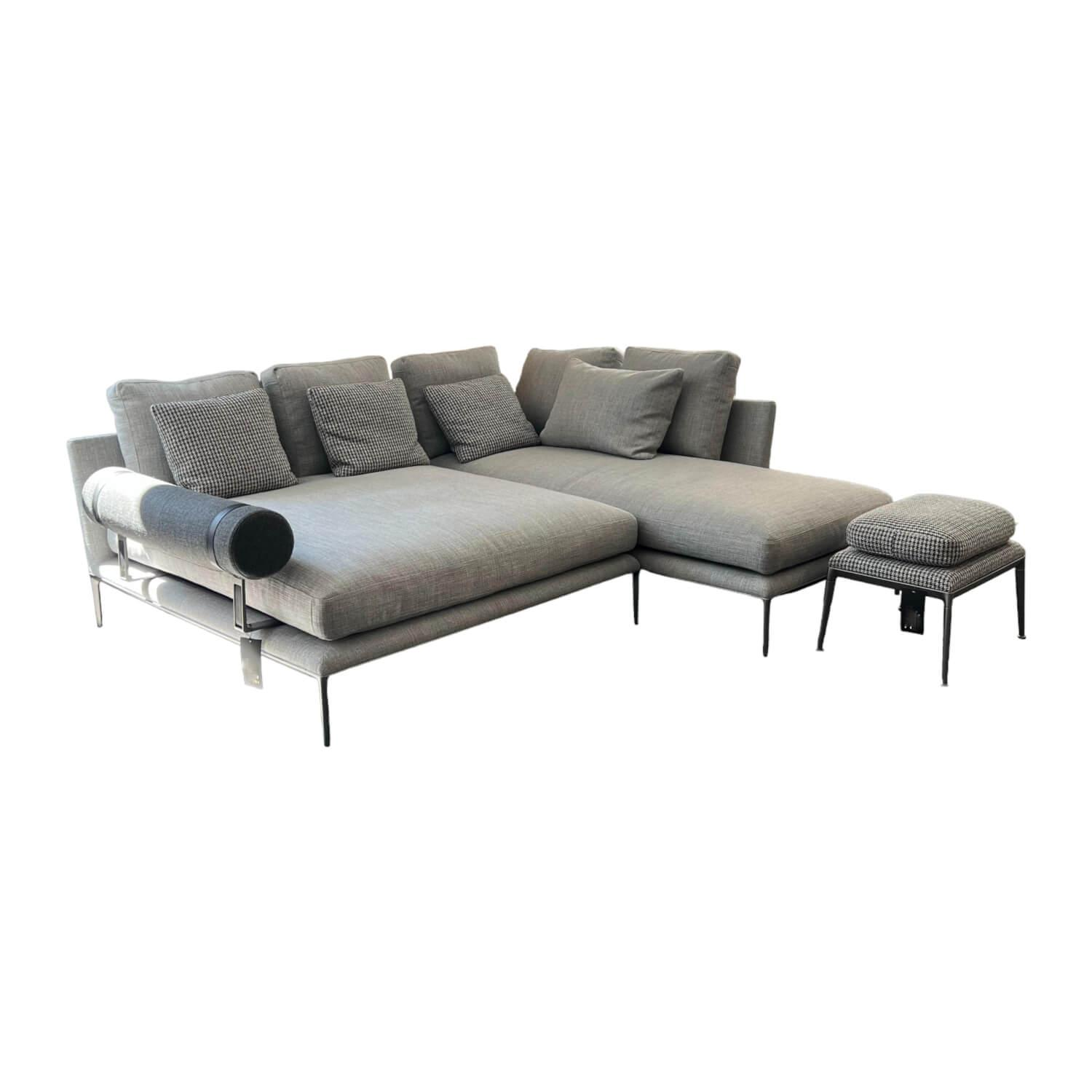 B&B Italia - Corner sofa Atoll fabric Esopo 151 Extra frame pewter lacquered with ottoman Mirto - 1