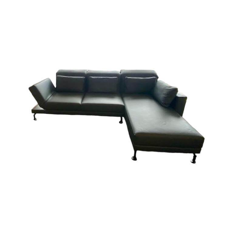 Brühl - Ecksofa Moule Medium Leder Unit 0095 Schwarz Kufe Schwarz Pulverbeschichtet - 1