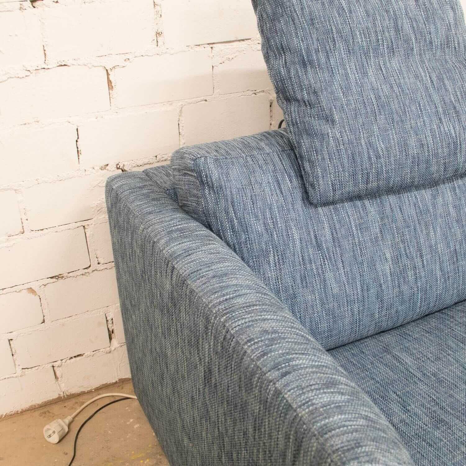 Sofa 2-Sitzer Inspiration Stoff Nevada Blau mit 2 Kopfstützen