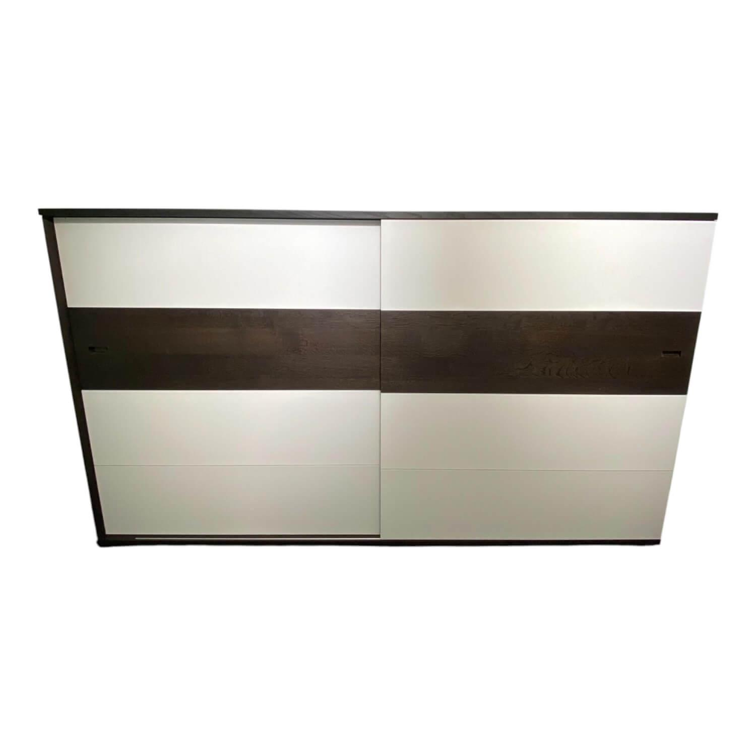 Rodam - TV Highboard Various R 10 Eiche 944 Schwarz Geräuchert Und Geflammt Front Absetzung Satinato Glas Weiß - 1