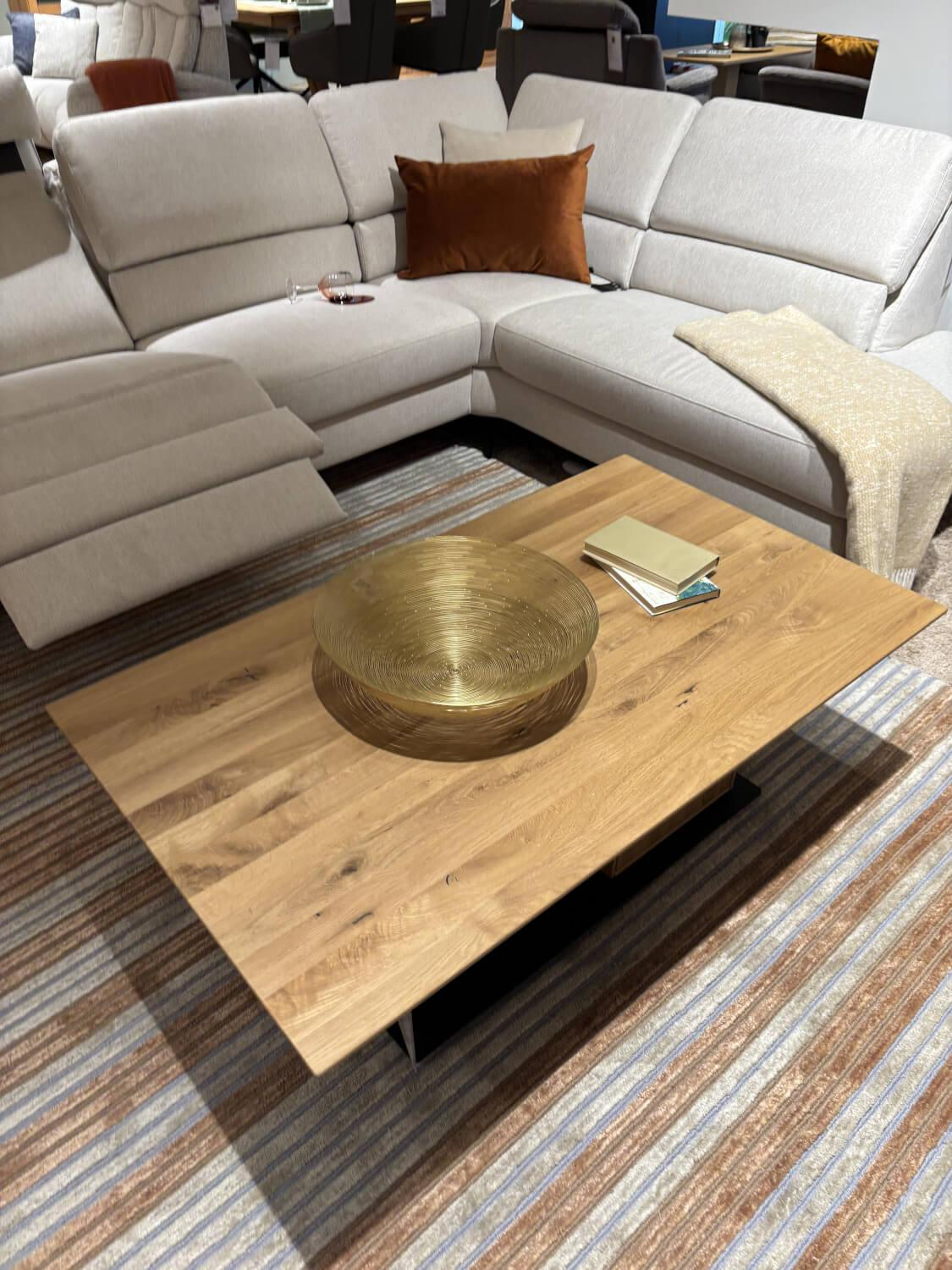 Natura - Coffee table Tucson top wild oak solid oiled base plate metal black - 6