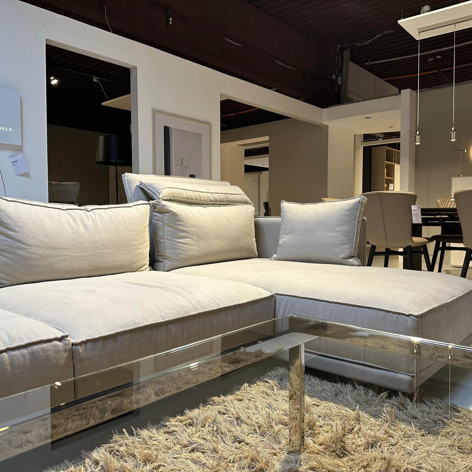 IP Design - Ecksofa Cube Lounge Stoff Hot Madison CH1249 095 Creme Füße Holz Schwarz Lackiert Inklusive Kissen - 6