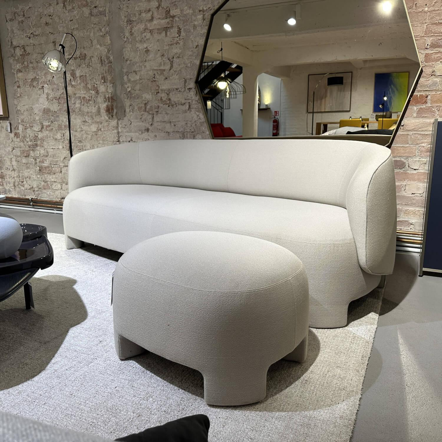 Ligne Roset - Sofa Taru Stoff Vidar Silice Beige Gestell Stahlrohr Inklusive Hocker - 6