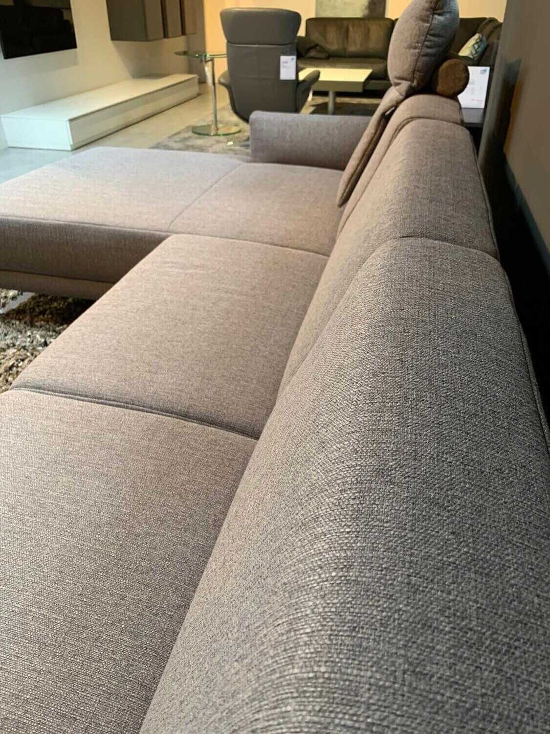 freistil Rolf Benz - Ecksofa Freistil 141 Stoff 1026 Grau mit Kopfstütze und Kissen - 9