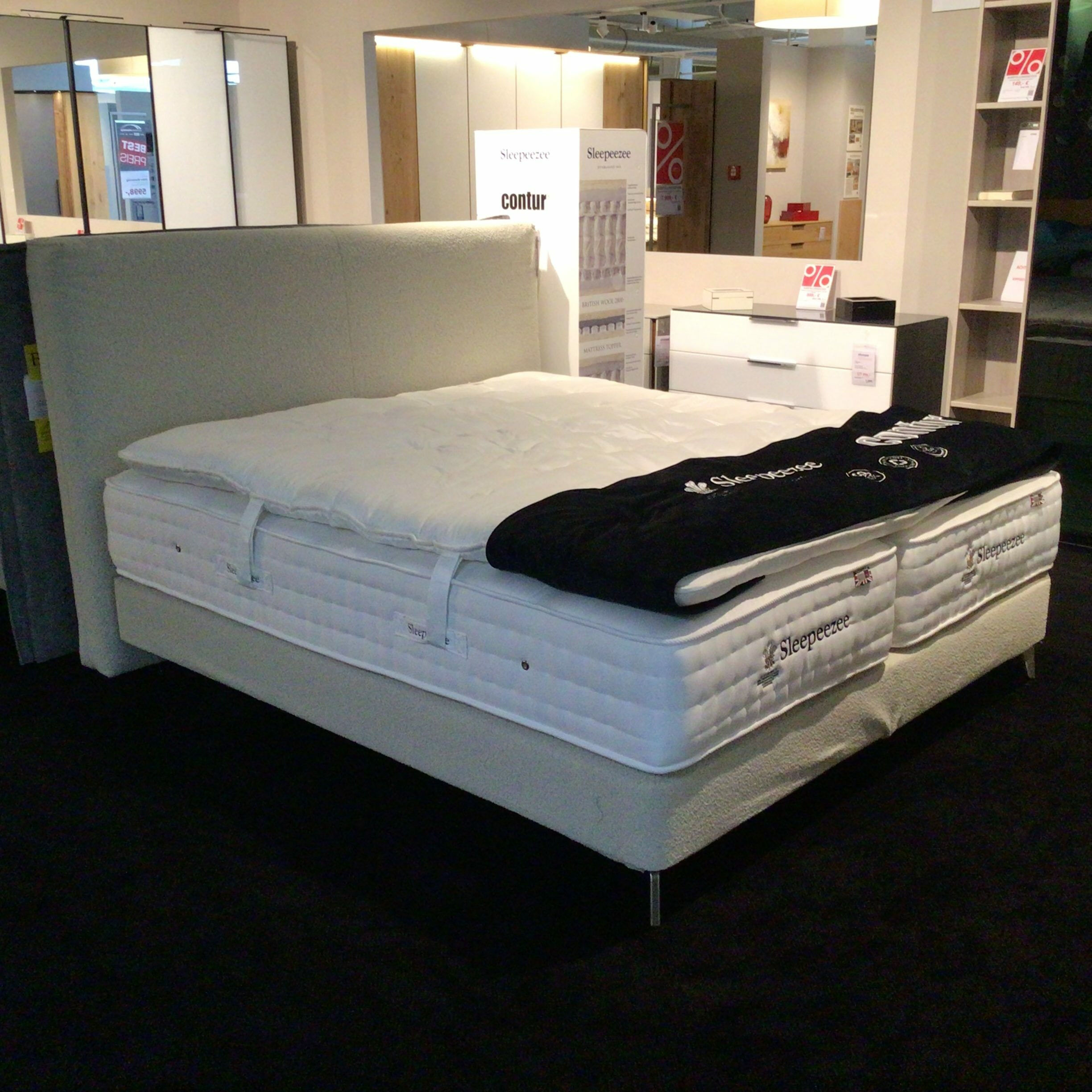 Contur - Boxspringbett 4600 Stoff Copenhagen 901 Beige Inklusive Topper Und Matratzen - 2