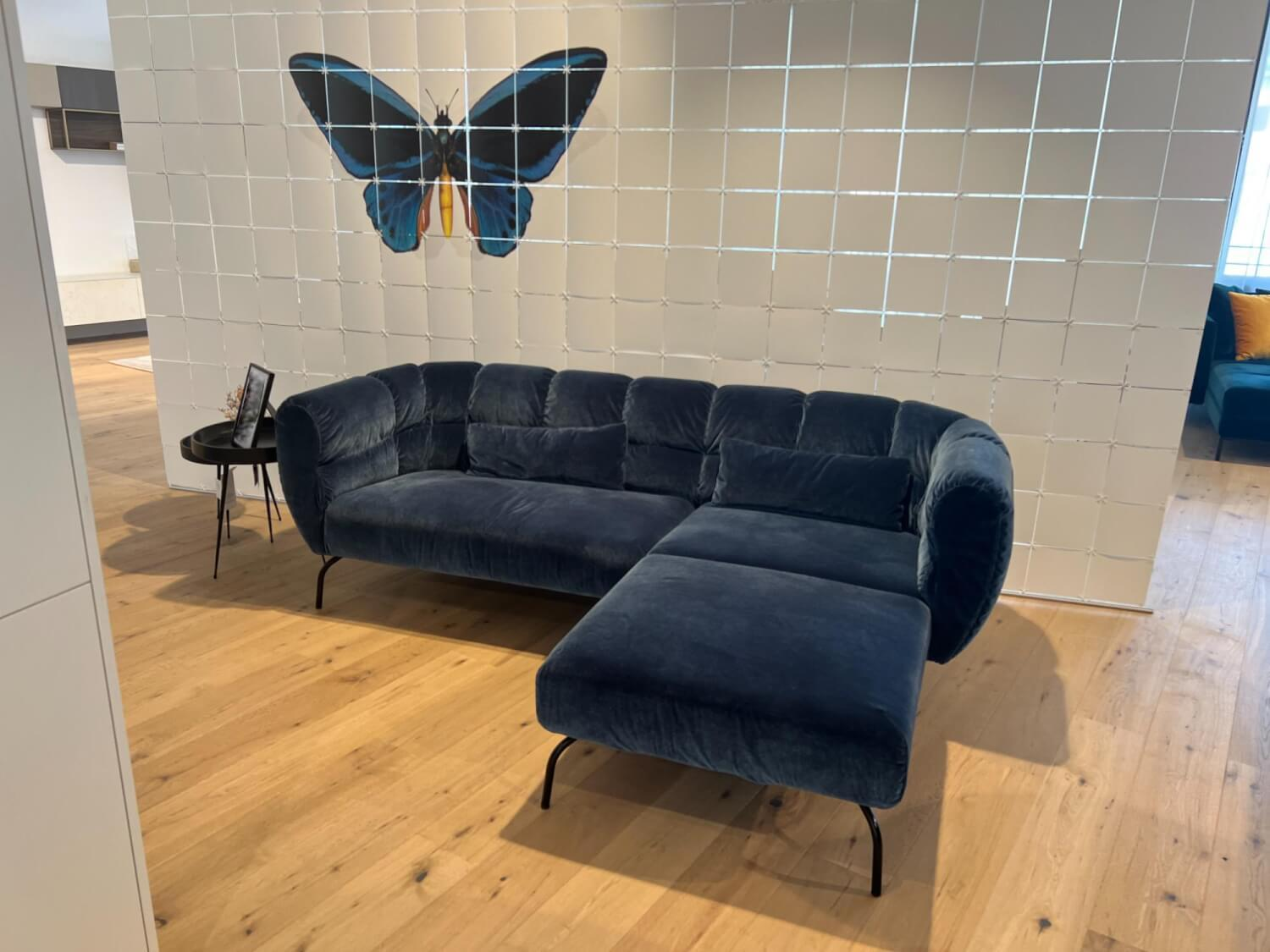 Brühl - Ecksofa Magnolia Stoff 4473 63 Blau Füße Metall Schwarz Pulverbeschichtet Inklusive Sessel - 4