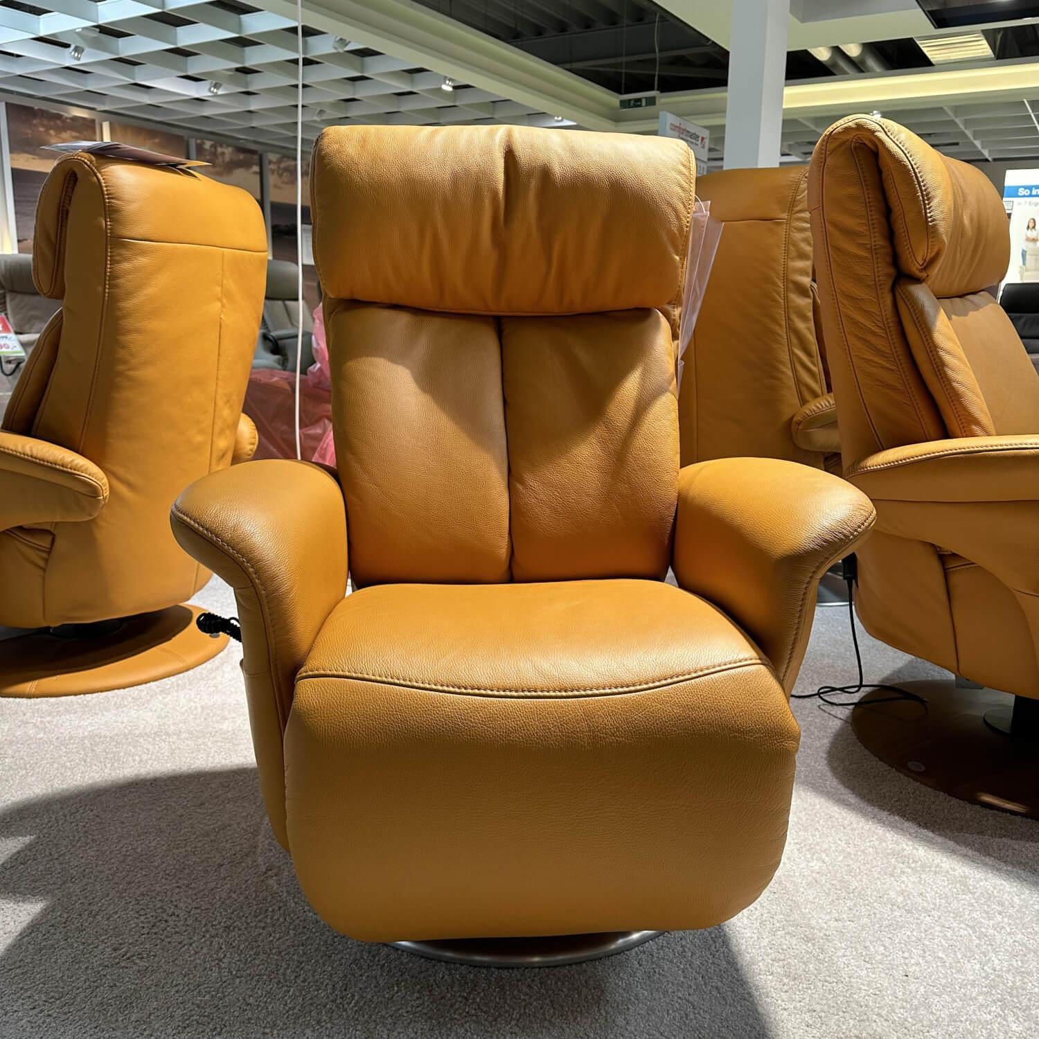 himolla - TV-Sessel M 1-Motorig 7627 Leder 24 Longru Safran Braun 66D Easy-Swing Fuß Holzteller 049 Buche Mit Edelstahlring - 5