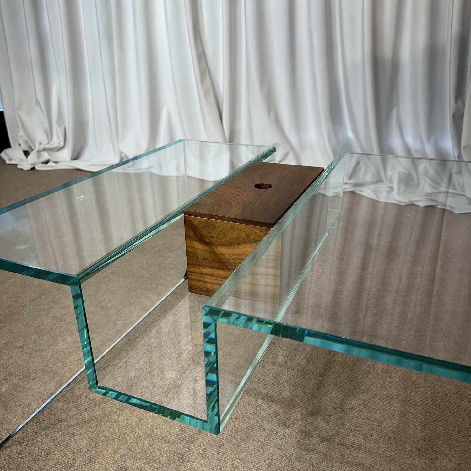 Domina - Couchtisch Glas Mit Holz Detail - 7