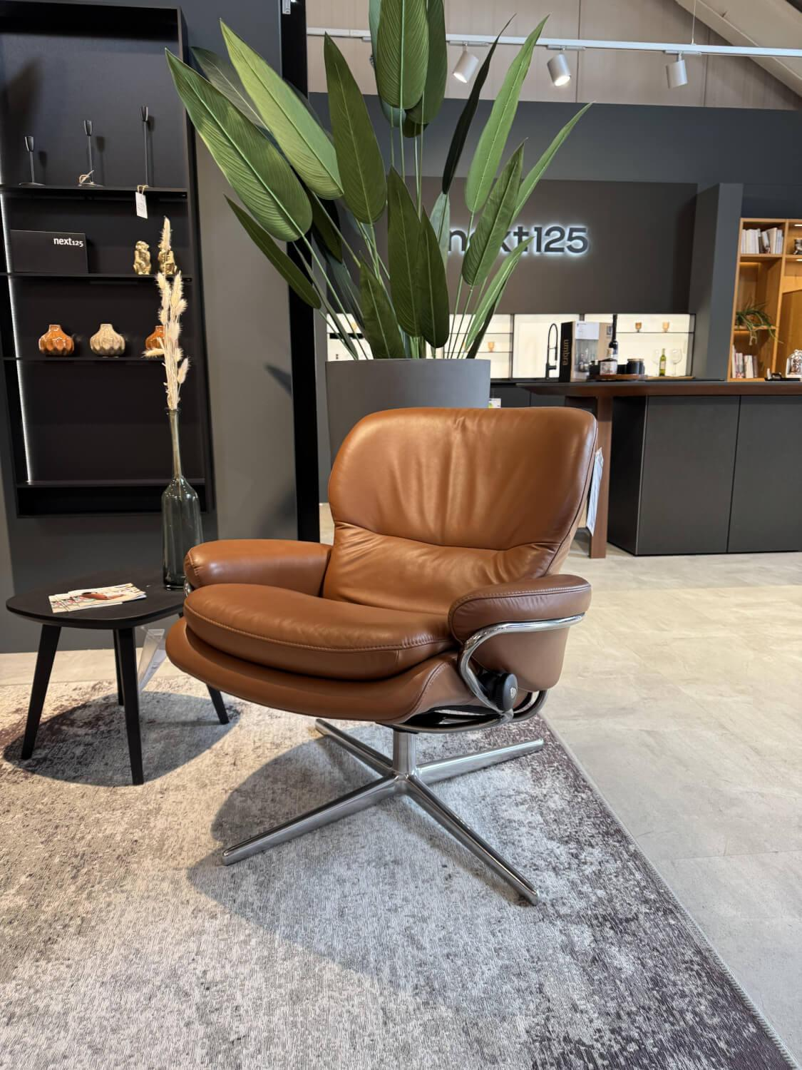 Stressless - Relaxsessel Rome M Niedriger Rücken Leder Paloma Copper Braun Base Cross Aluminium - 5