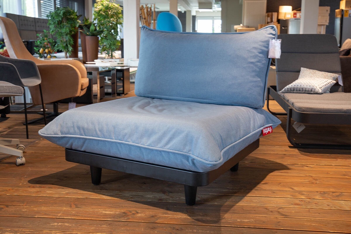 Fatboy - Sessel Paletti Outdoor Stoff Olefin Storm Blue Blau Grau Gestell Stahl Schwarz Inklusive Hocker - 7