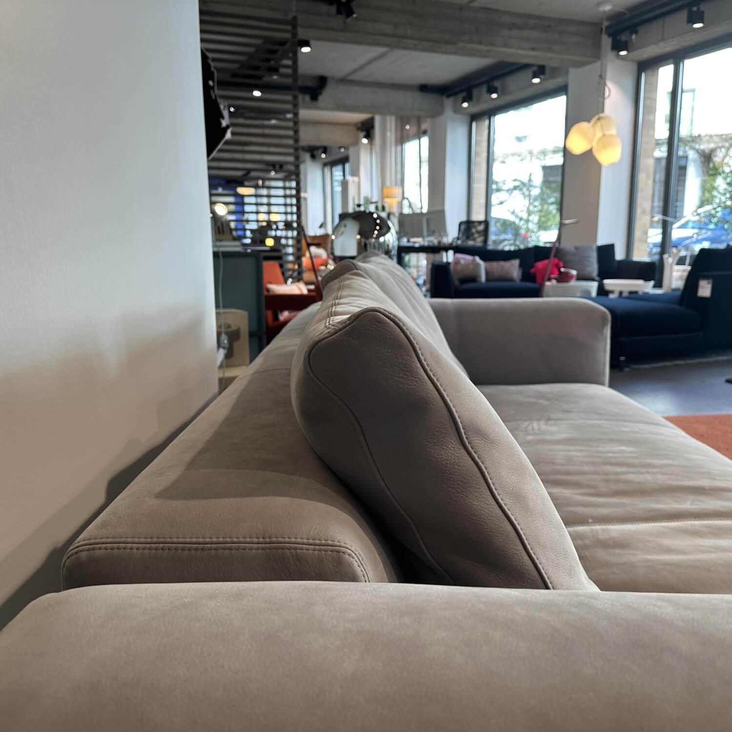 COR - Sofa Moss Leder Puro 684 Grigio Grau Füße Metall Verchromt Inklusive Filzgleiter - 4