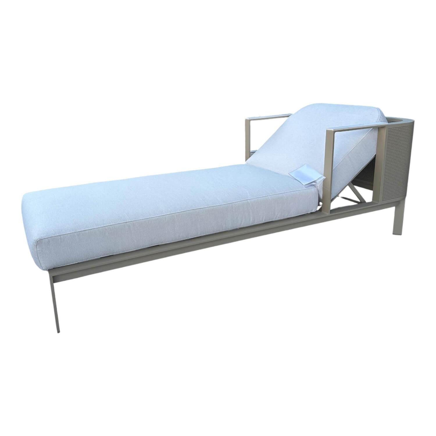 Gandia Blasco - Chaiselounge Solanas Tumbona Auflage Stoff Soft Duo Crudo 07 Beige Grau - 1