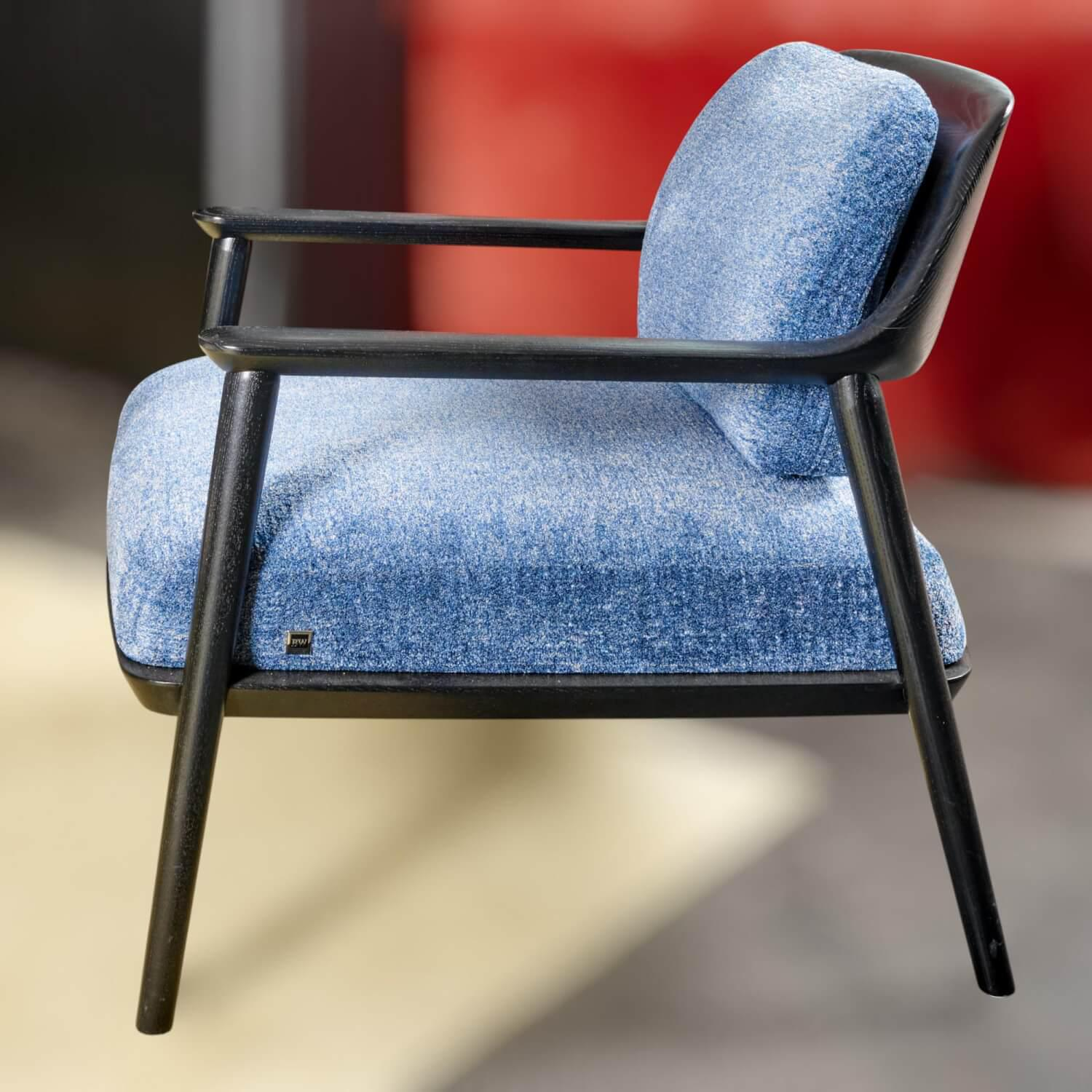 Bielefelder Werkstätten - Gatsby Sessel Stoff Mabelle BW1807-252 Blau Holz Schwarz - 2