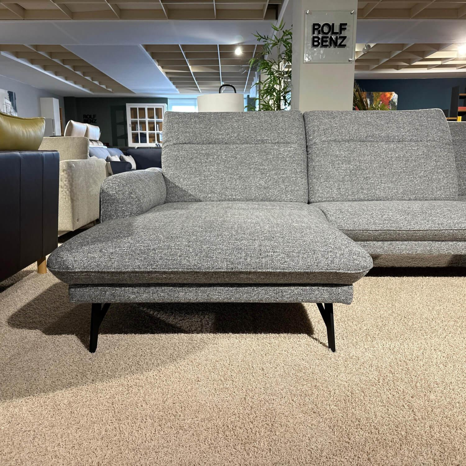 freistil Rolf Benz - Ecksofa 1560 Stoff 10 Bahama Grey Grau Fuß Metall Anthrazit - 6