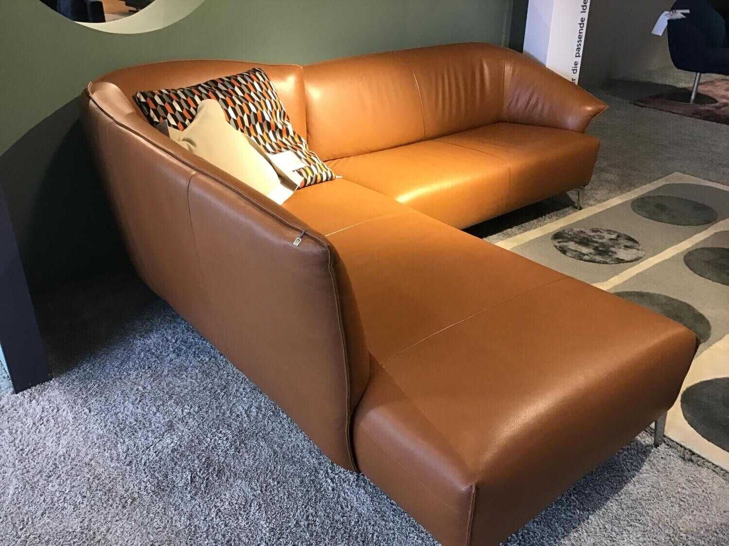 Global - Ecksofa 8700 Leder C Classic Cognac Braun Füße Aluminium Poliert - 3