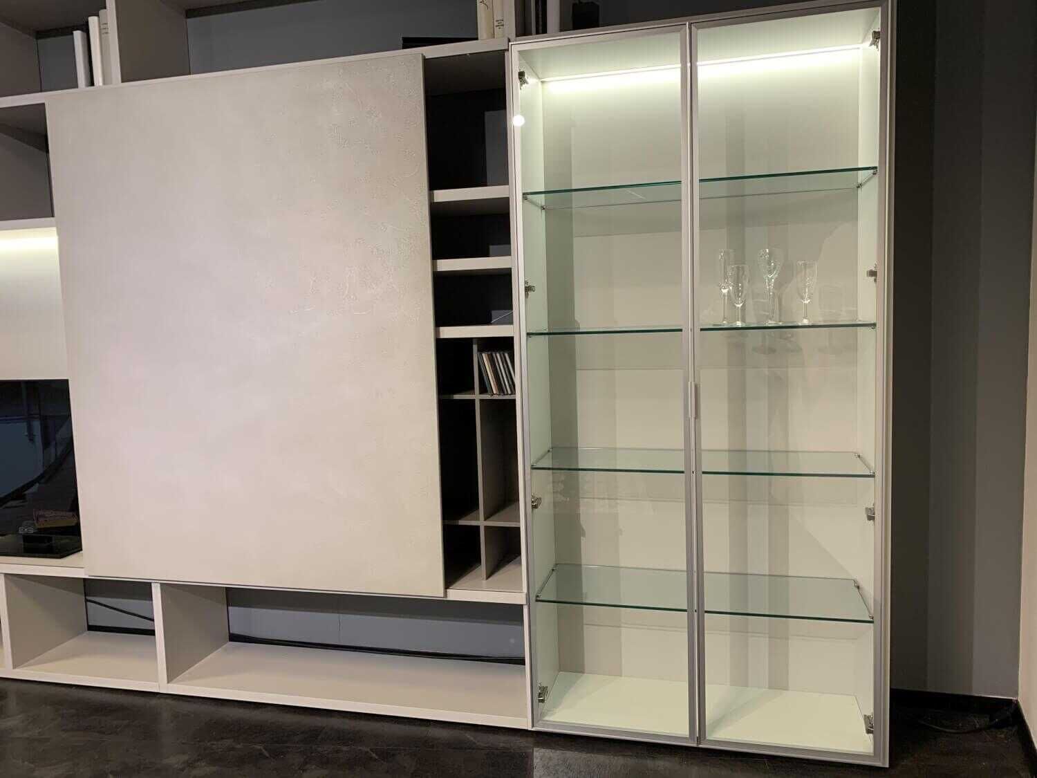 contur-wohnwand-bibliothek-5800-logico-mattlack-klarglas-spachtel-grau-4bff2217991f Contur - Wohnwand Bibliothek 5800 Logico Mattlack Klarglas Spachtel Grau - 7