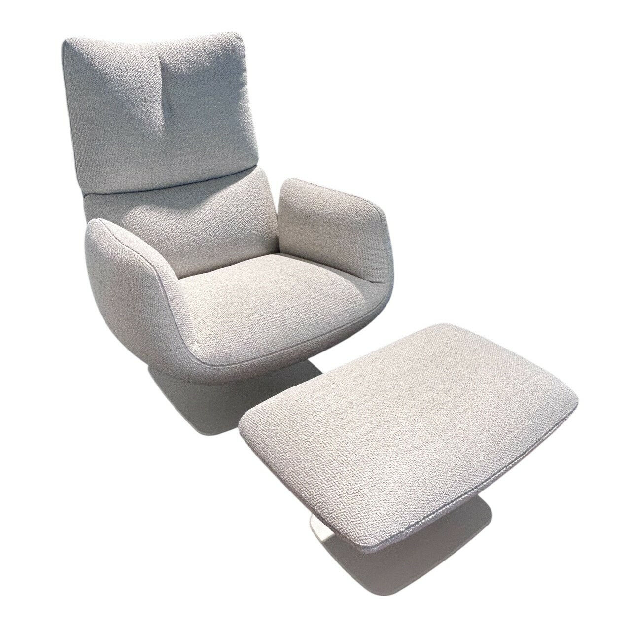 COR - Drehsessel Jalis Lounge Stoff 8207 Muschel Grau Füße Cremeweiß mit Hocker und Kippmechanik - 1