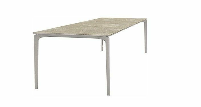 Fast - Tisch Allsize Platte Feinsteinzeug Gres Hazel Grau Beige Gestell Aluminium Pulvergrau 14 Grau Lackiert - 1