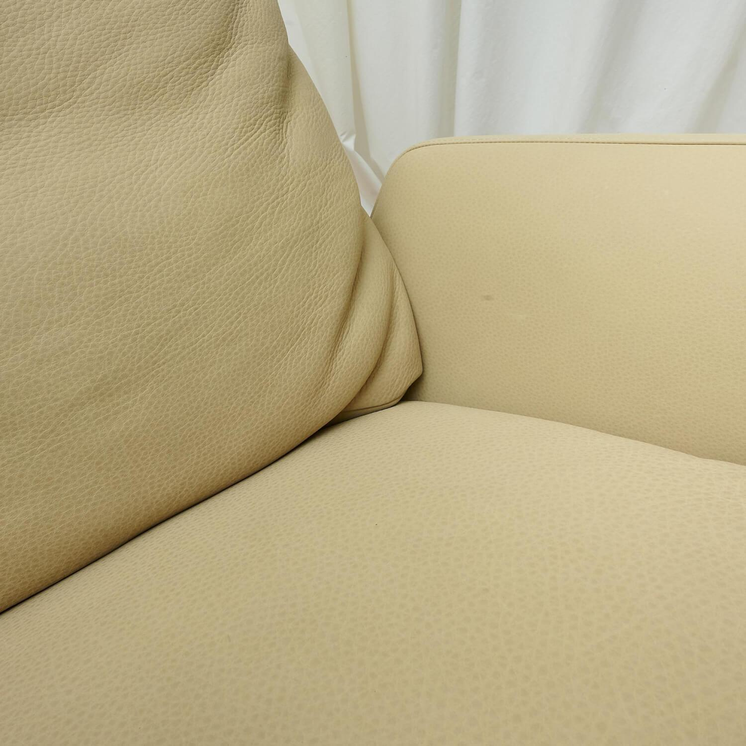 COR - Drehsessel Cordia Leder 420 Sand Beige Fußgestell Schwarzbraun Mit Kippmechanik Und Hocker - 3