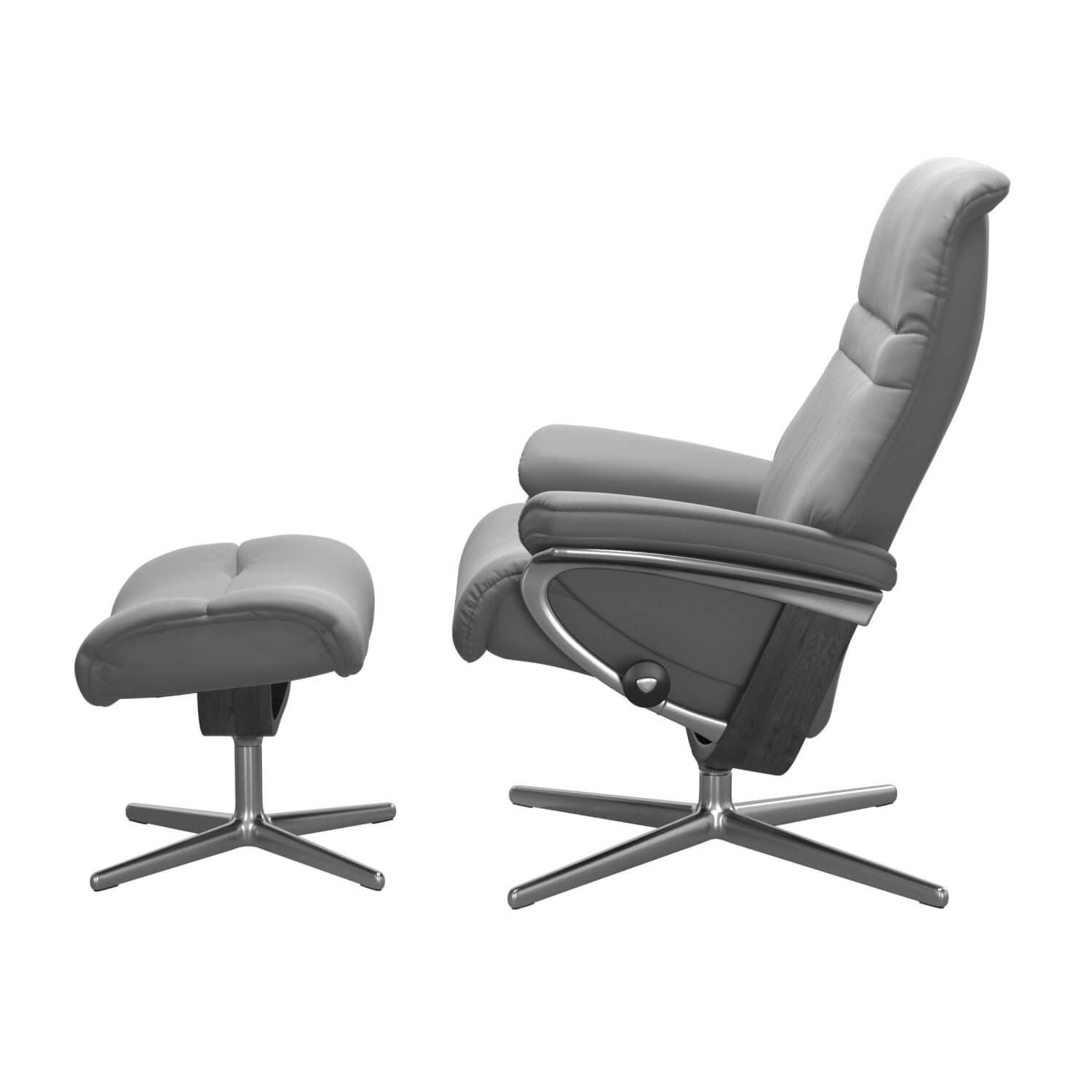 Stressless - Relaxsessel Sunrise L Leder Batick Wild Dove Grau Base Cross Holzakzente Grau Gebeizt Fuß Poliertes Metall - 2