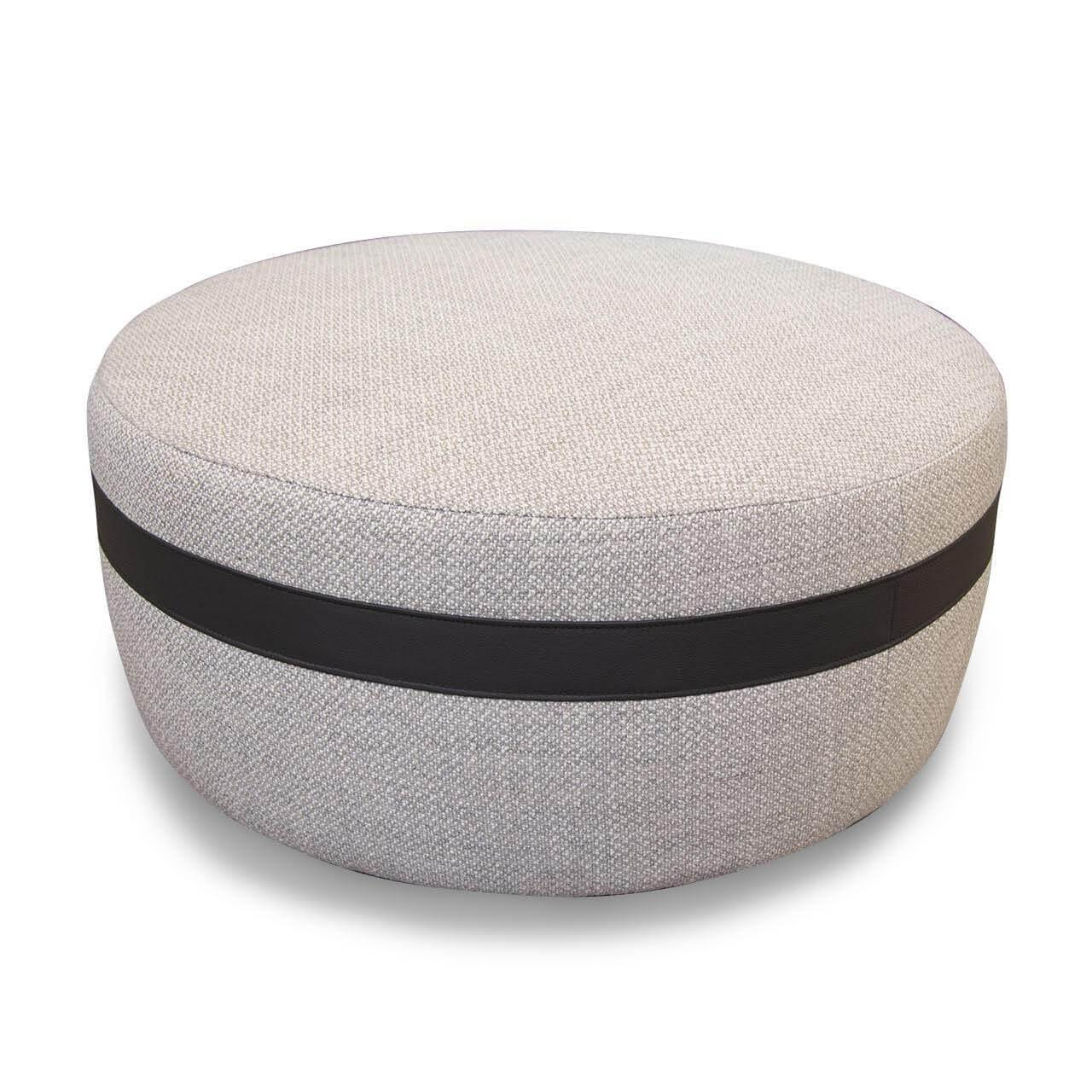 Jori - Hocker Macaron Stoff E4166 Beige Dekoband Leder Liparo Braun Mir Rollen - 1