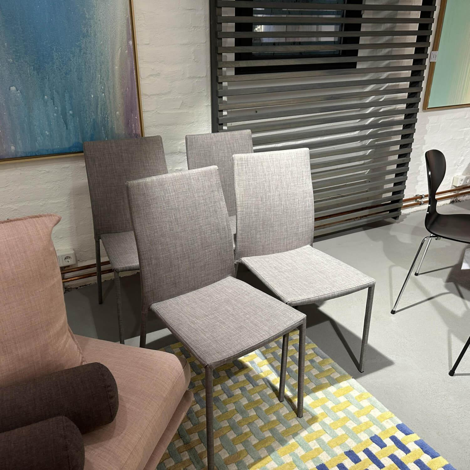 Ligne Roset - 4er-Set Stuhl Slim Chair Stoff Grau Gestell Metall - 6
