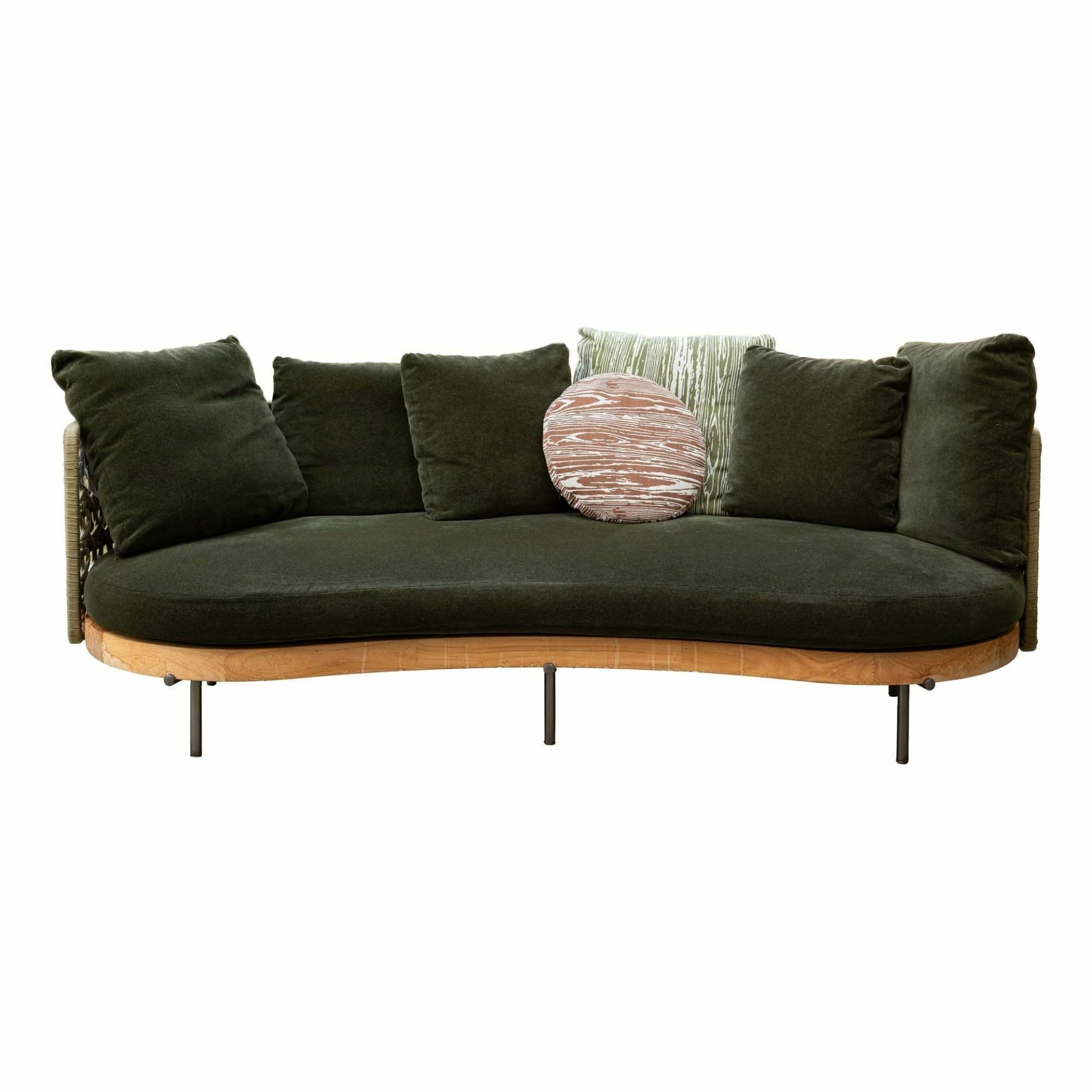 Minotti - Sofa Torii Nest Outdoor Stoff Molokai Verde Bosco 07 Grün Geflecht Olivgrün Füße Aluminium Bronze - 1