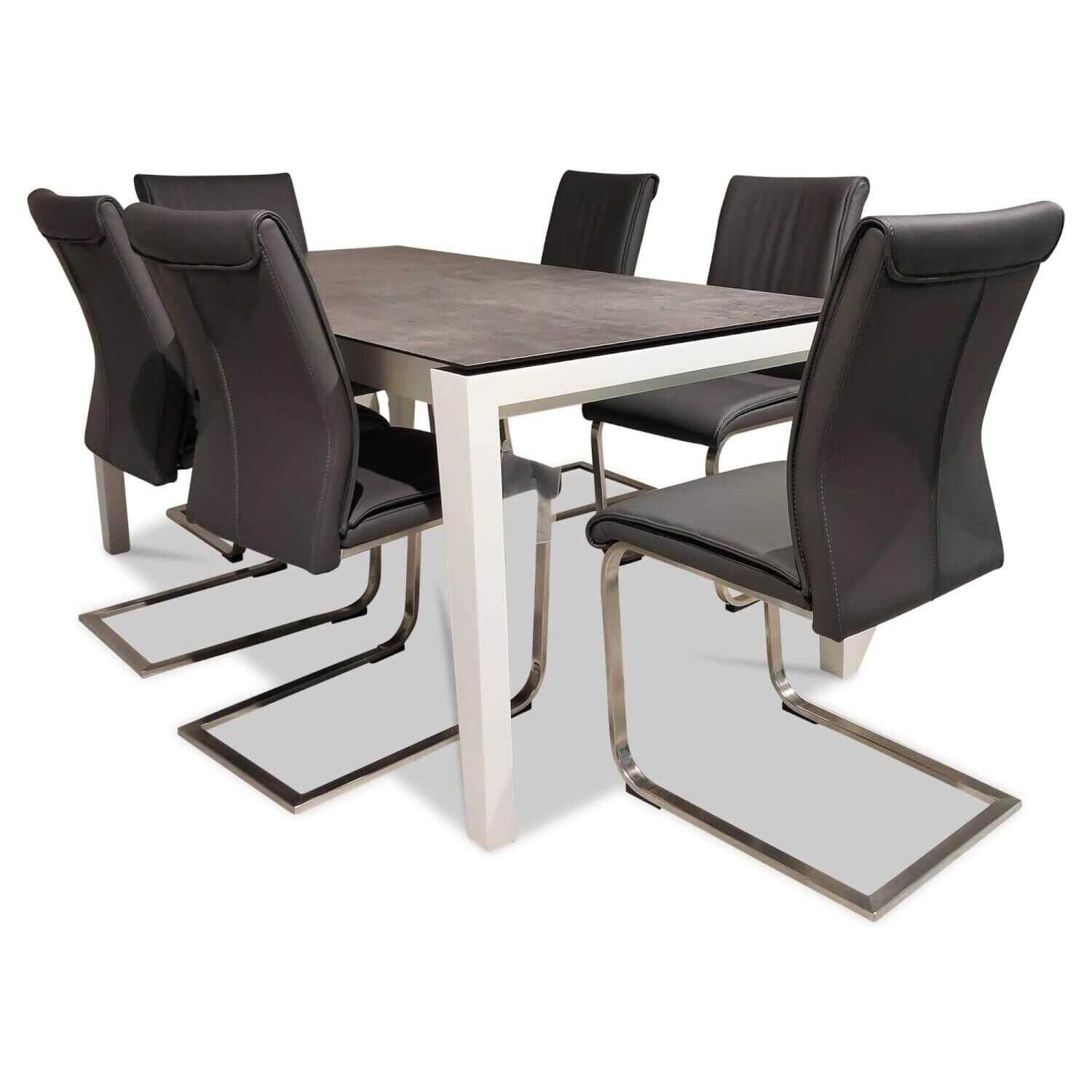 Tisch Niehoff 6 Essgruppe Betonoptik Stühle