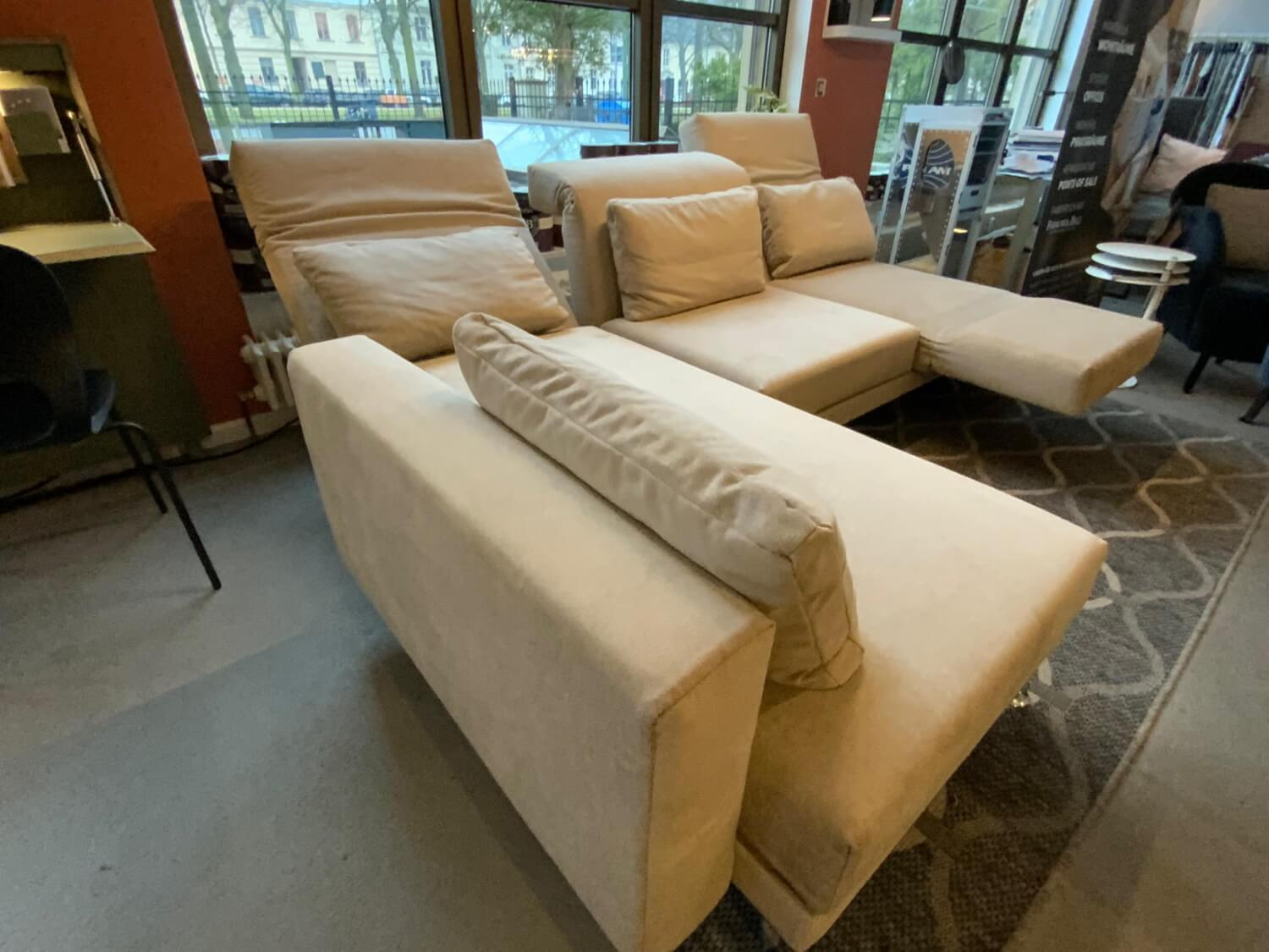 Brühl - Ecksofa Moule Medium Stoff 2813 42 Beige Kufe Mit Tellerfuß Verchromt Mit Ablage Eiche Und Kissen - 6