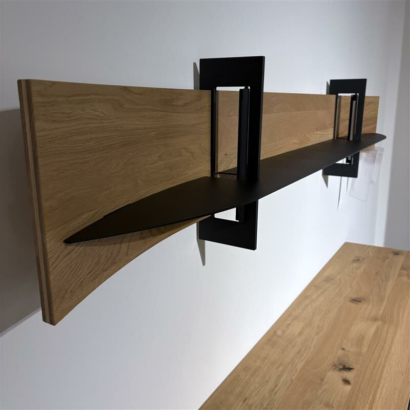 Wöstmann - Sideboard Giulia mit L-Wandboard Korpus Wildeiche Massiv Soft Gebürstet Front Wildeiche Massiv Soft Gebürstet Und Glas Gestell Metall Schwarz - 6