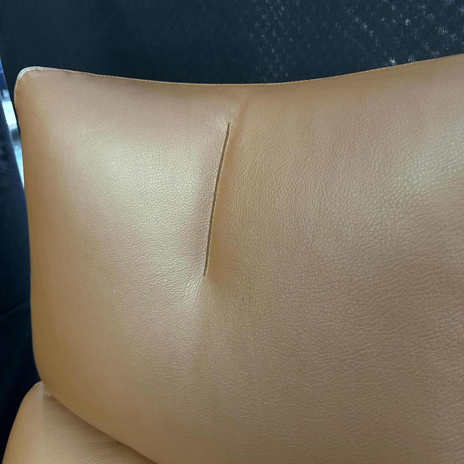 COR - Sessel Jalis Lounge Leder 249 Cognac Nahtband Mittelgrau Drahtgestell Schwarzbraun mit Hocker - 4