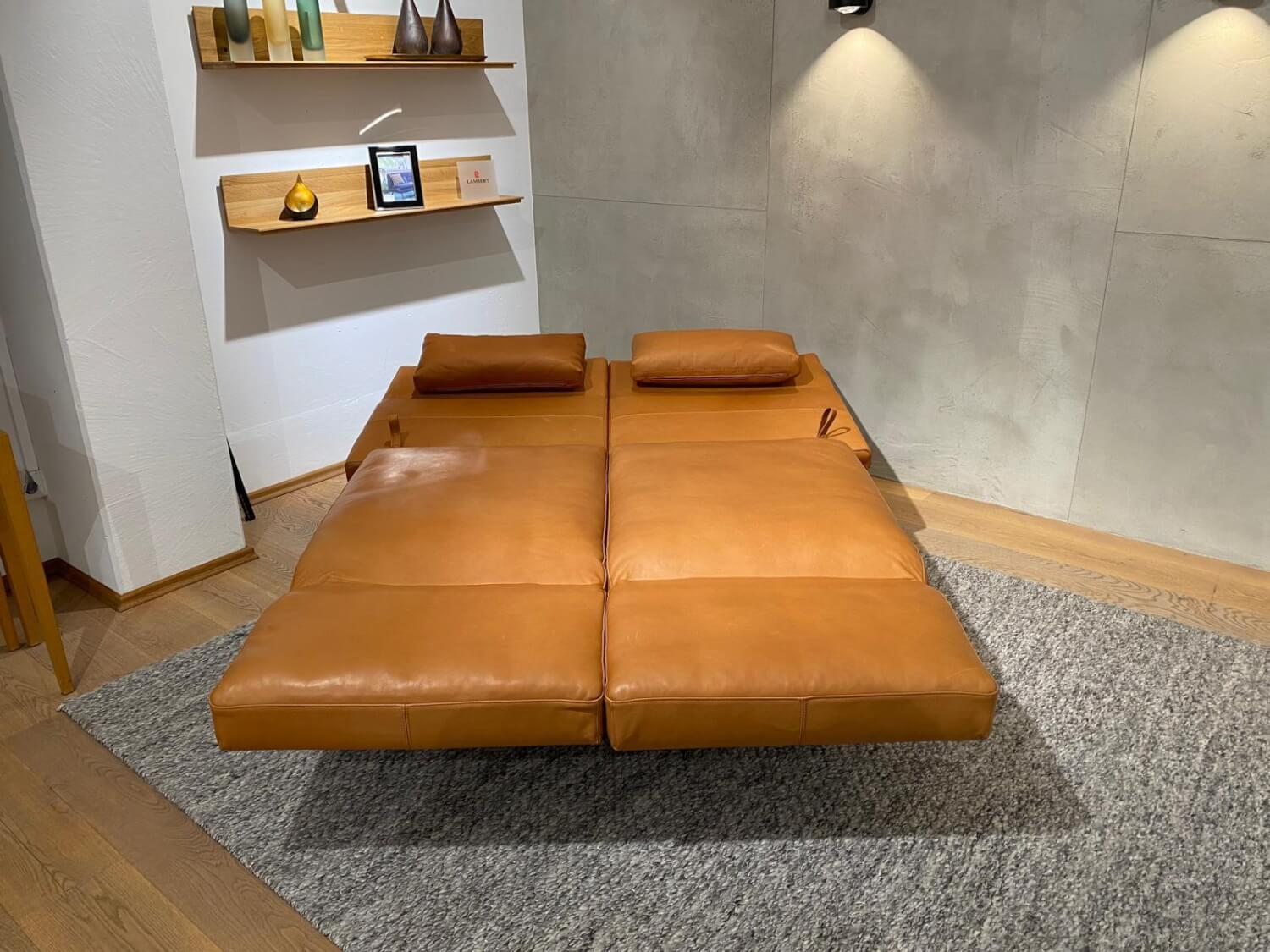 Brühl - Sofa Zweisitzer Roro Soft Medium Leder 570 Pearl Cognac Braun Gestell Schwarz - 9