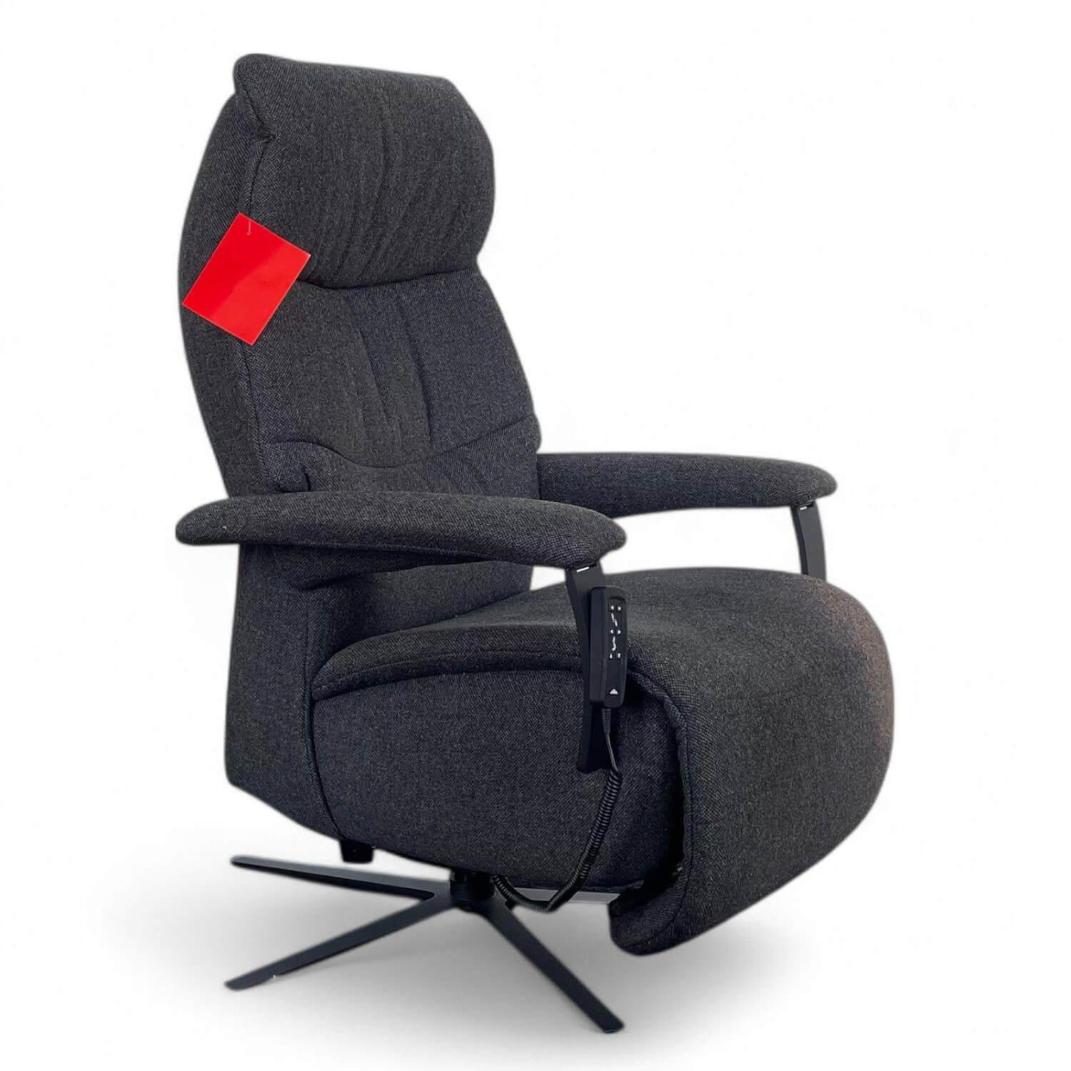himolla - Sessel Easy Swing Medium Stoff Q2 Melange Cola Schwarz Sternfuß Metall Pulverbeschichtet Anthrazit 2 Motorig Mit Aufstehhilfe - 1
